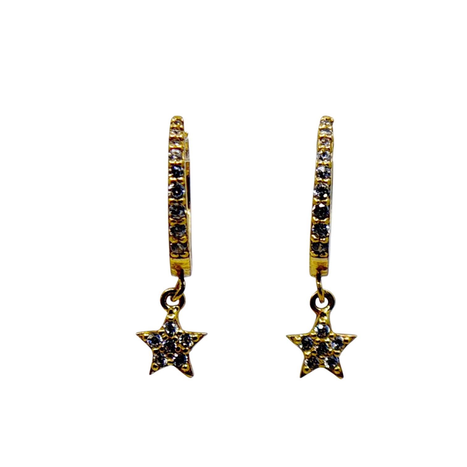 Gold vermeil sterling silver cubic zirconia star hoop earrings - photo 2