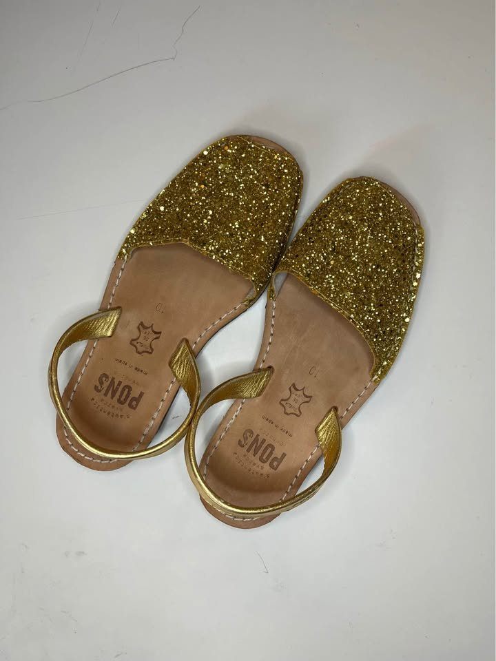 Avarca Pons Sandals Gold Glitter Size 10US/EU 40 EUC