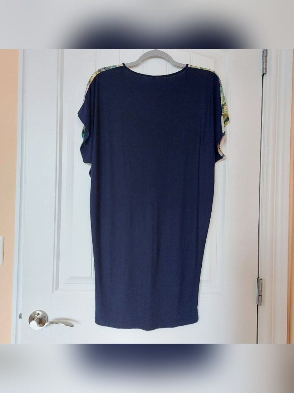Gilmour Navy Blue Print Stretchy Dress Womens M Like New - photo 2