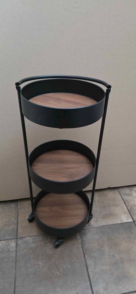 3-Tier Rolling Utility Cart with Wood Shelves - photo 5