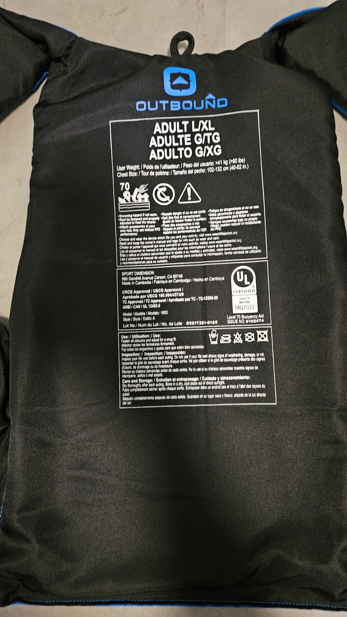 Outbound Adult Life Jacket (L/XL) - Blue - photo 2
