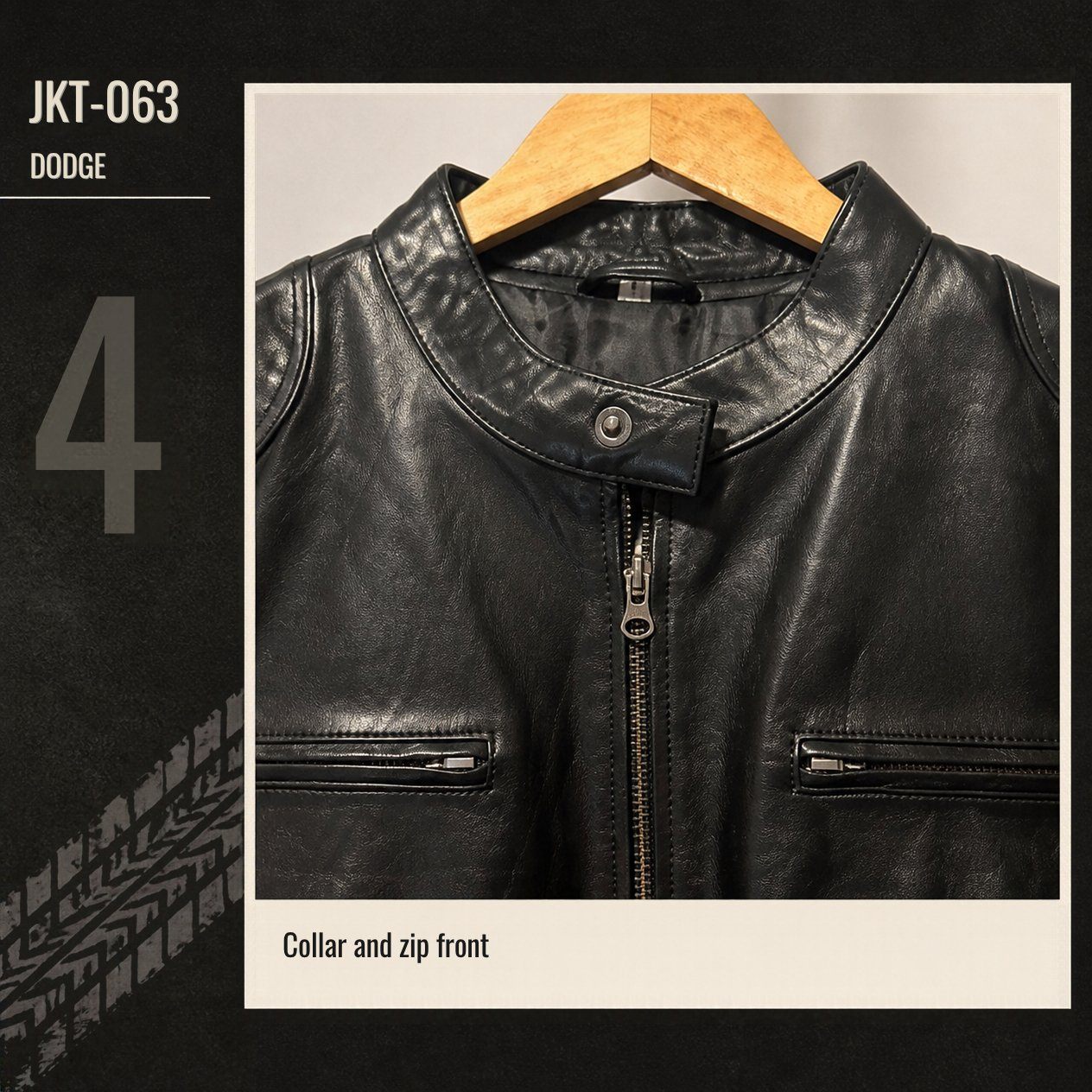 JKT-063 — Men's Dodge leather moto jacket — brand new, size 2XL - photo 3