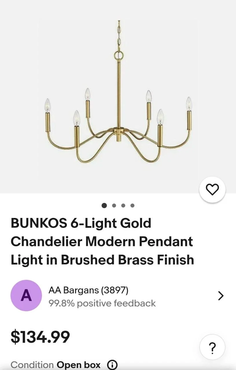 Bunkos Gold 6-Light Chandelier Pendant – New in Box - photo 2
