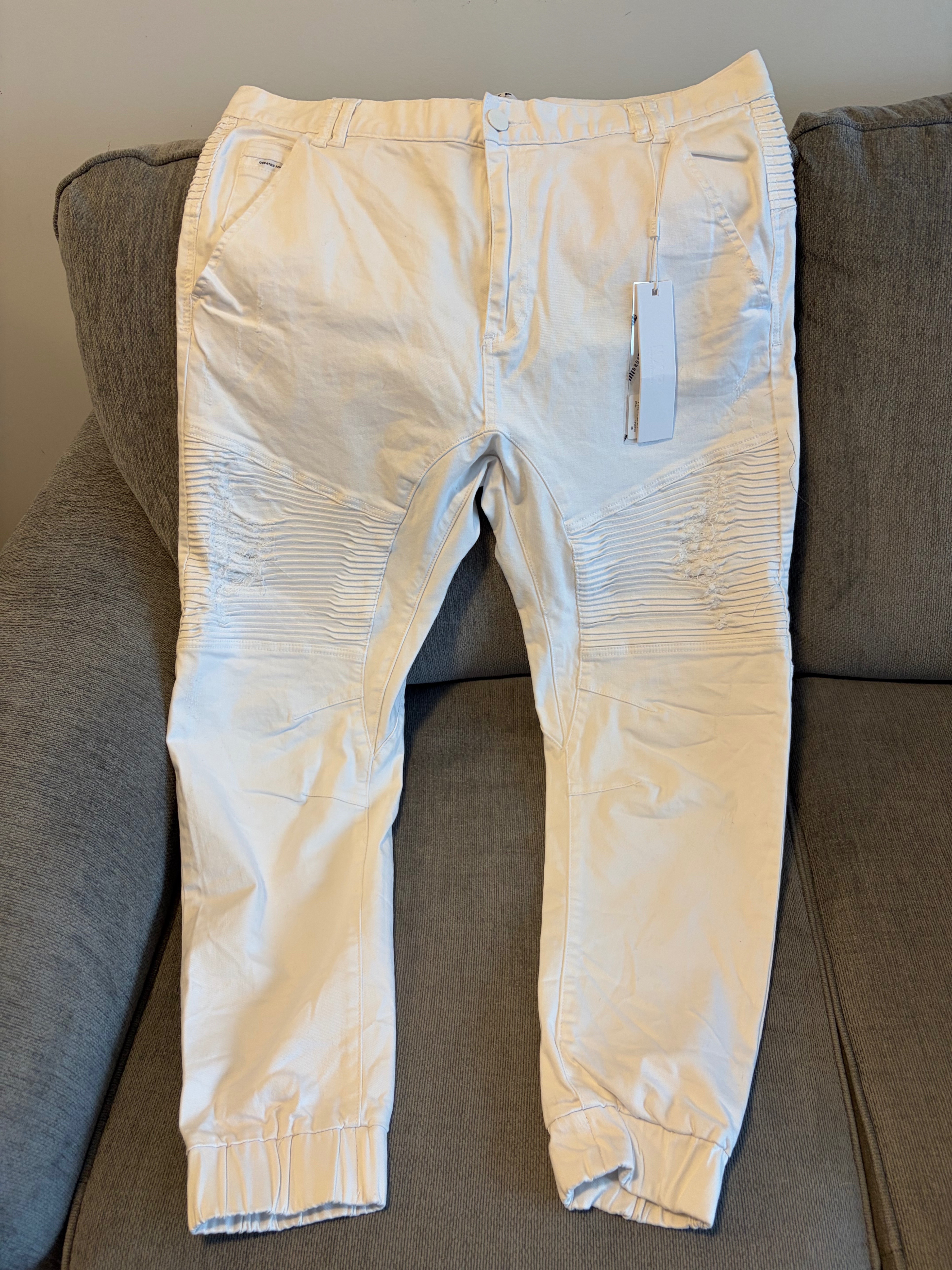 NXP Nena and Pasadena Moto Jogger Pants Size 38 White NWT