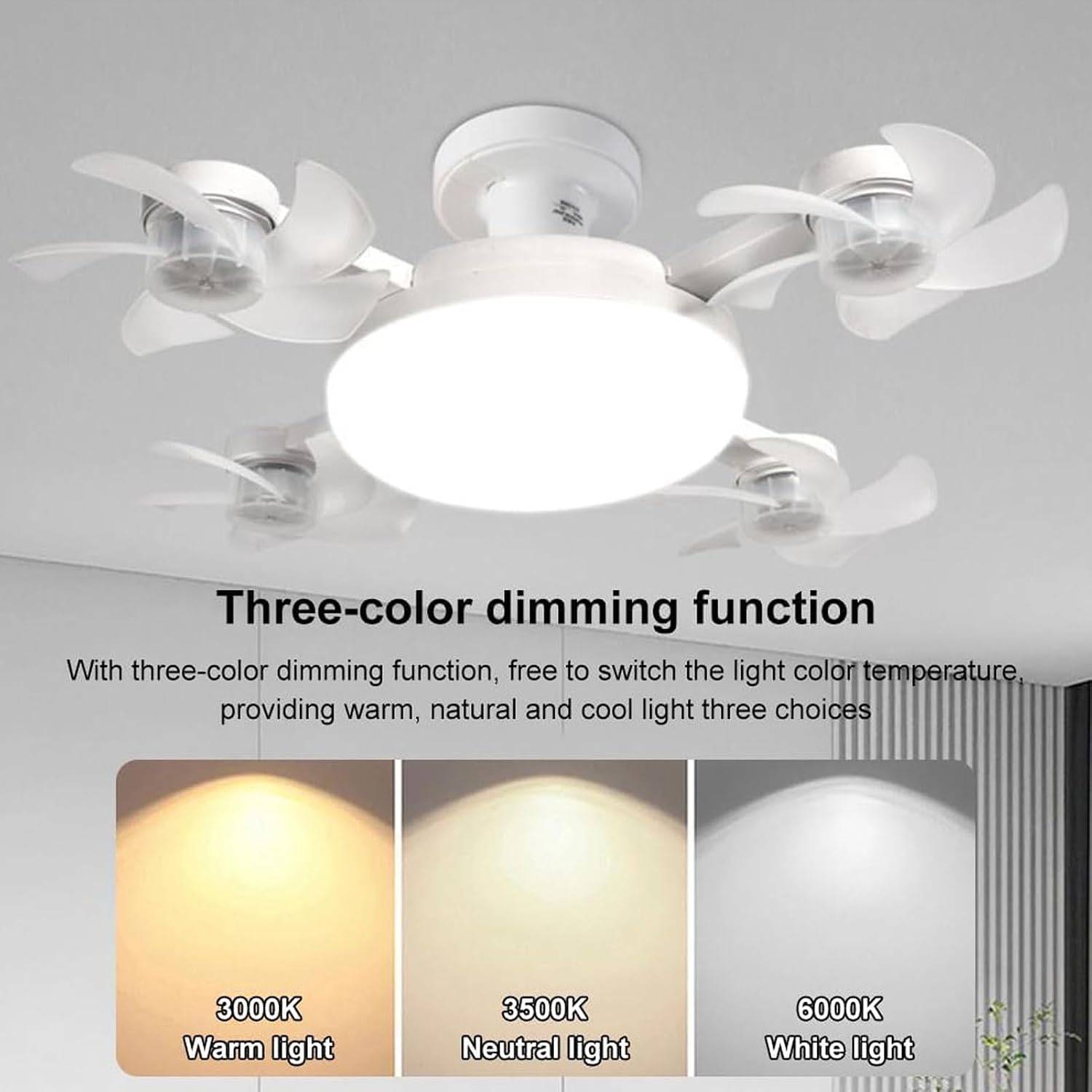Ceiling Fan Light, 3 Speeds, 3 Color LED Light