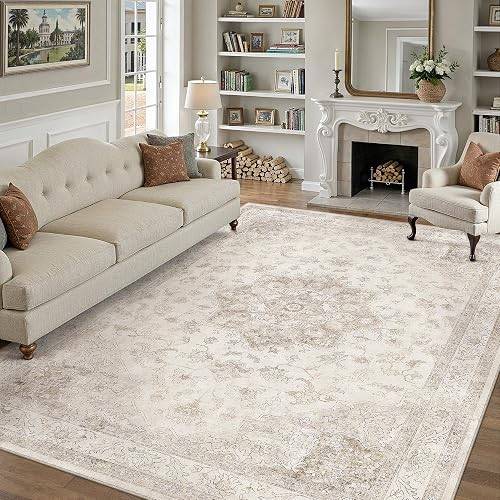 6x9 Rug Washable Beige Vintage Floral - photo 3