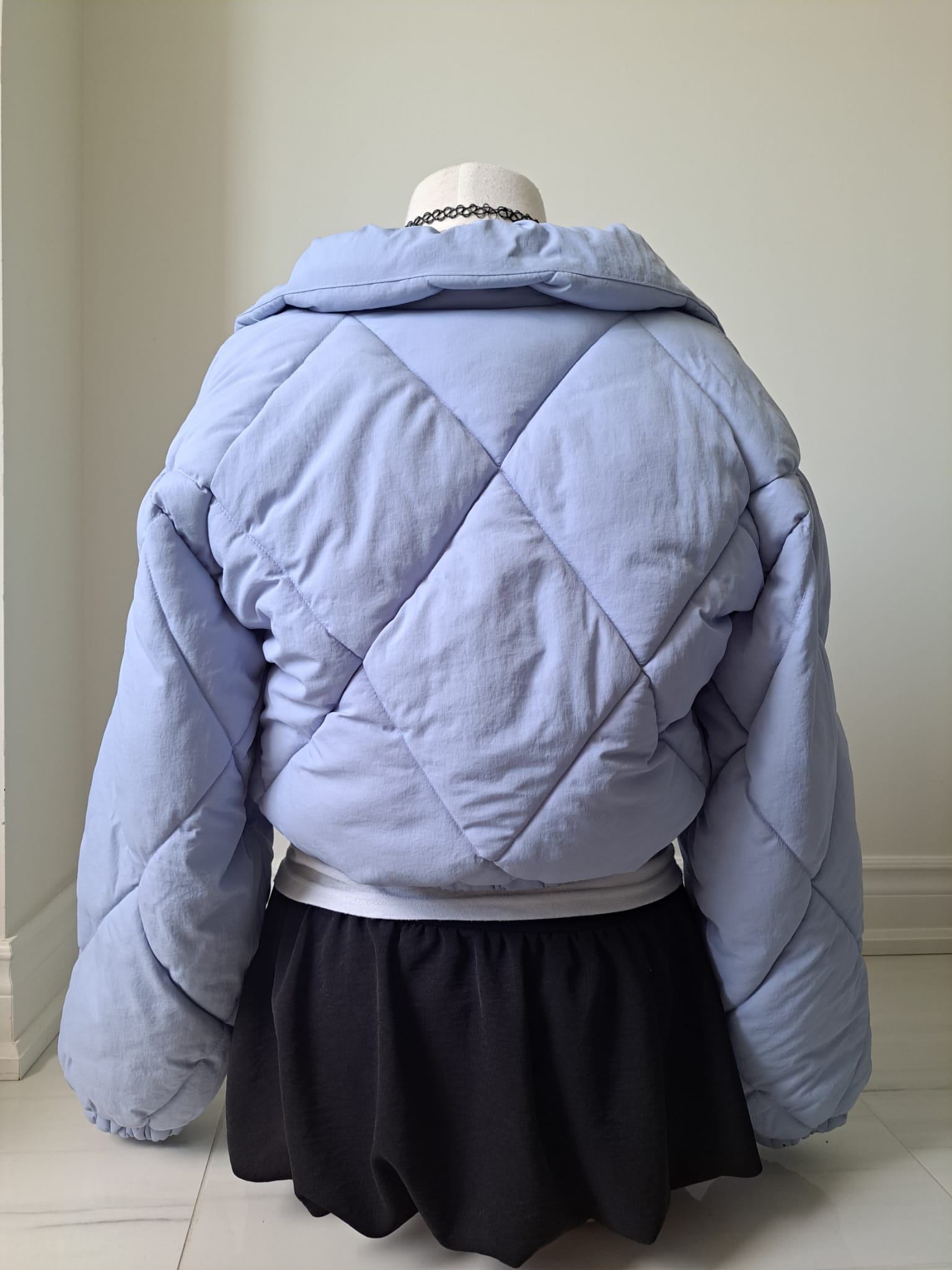 🐋 Garage Light Blue Cropped Puffer Jacket Y2K Style - photo 3