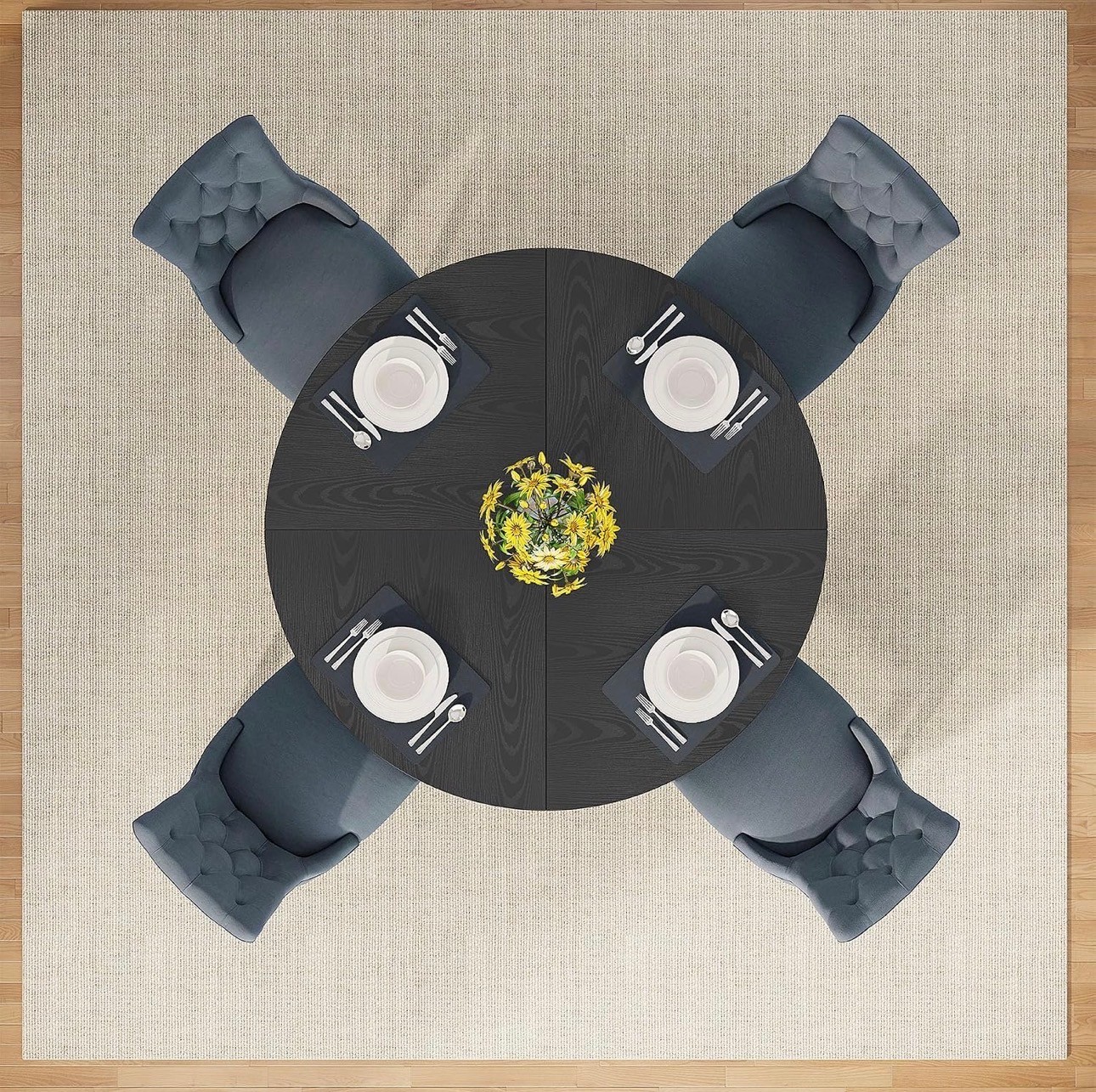 Round Black Dining Table 47" – Modern Pedestal, New - photo 4