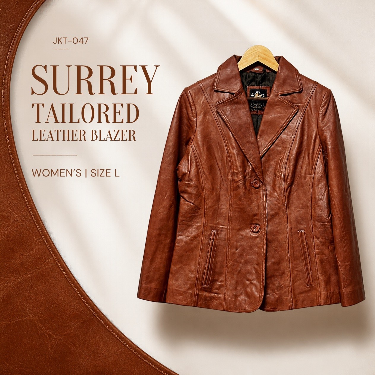 JKT-047 — Women's Surrey leather blazer — brand new, size L - photo 5