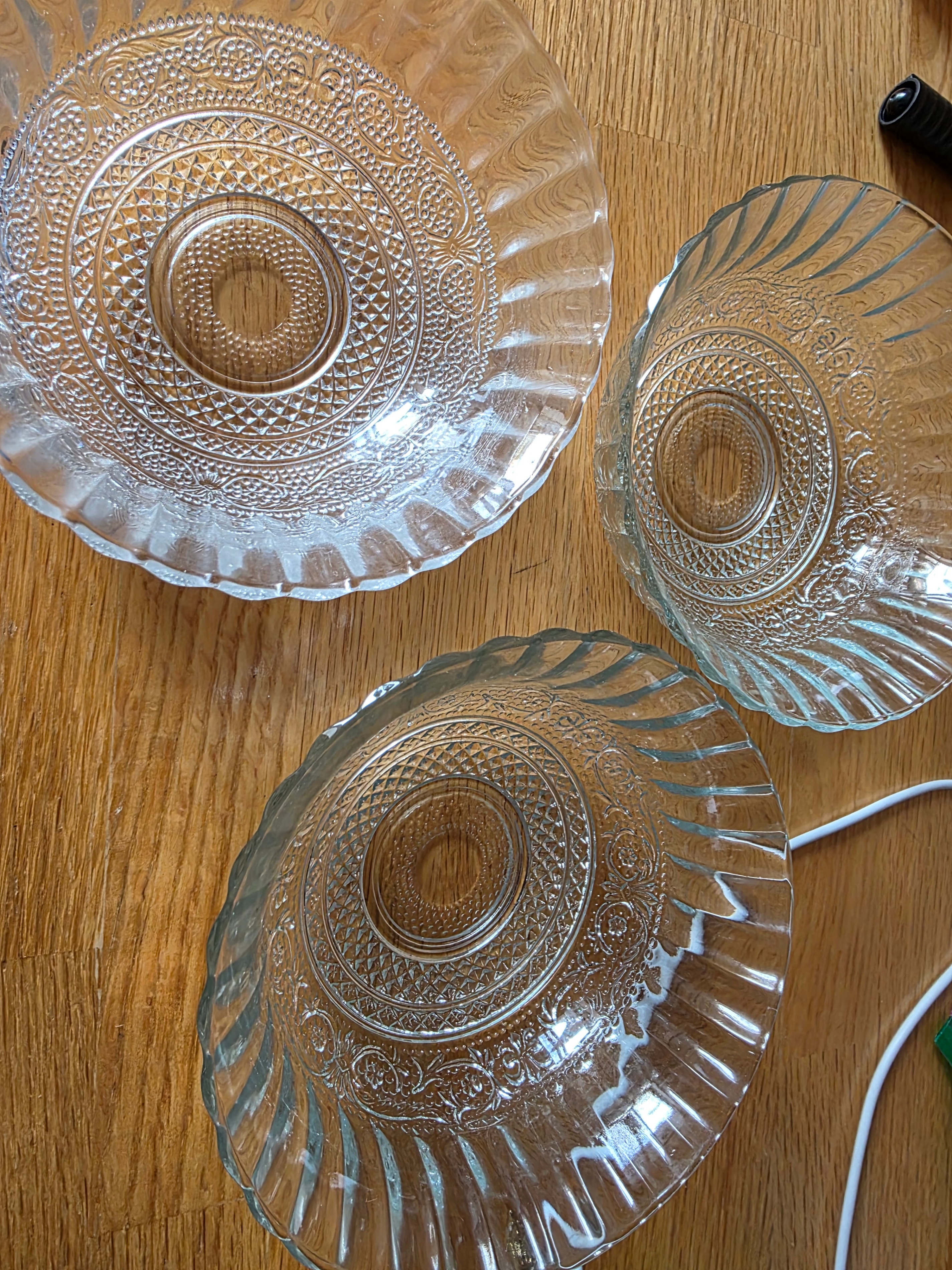 Set of 3 Vintage Clear Glass Bowls