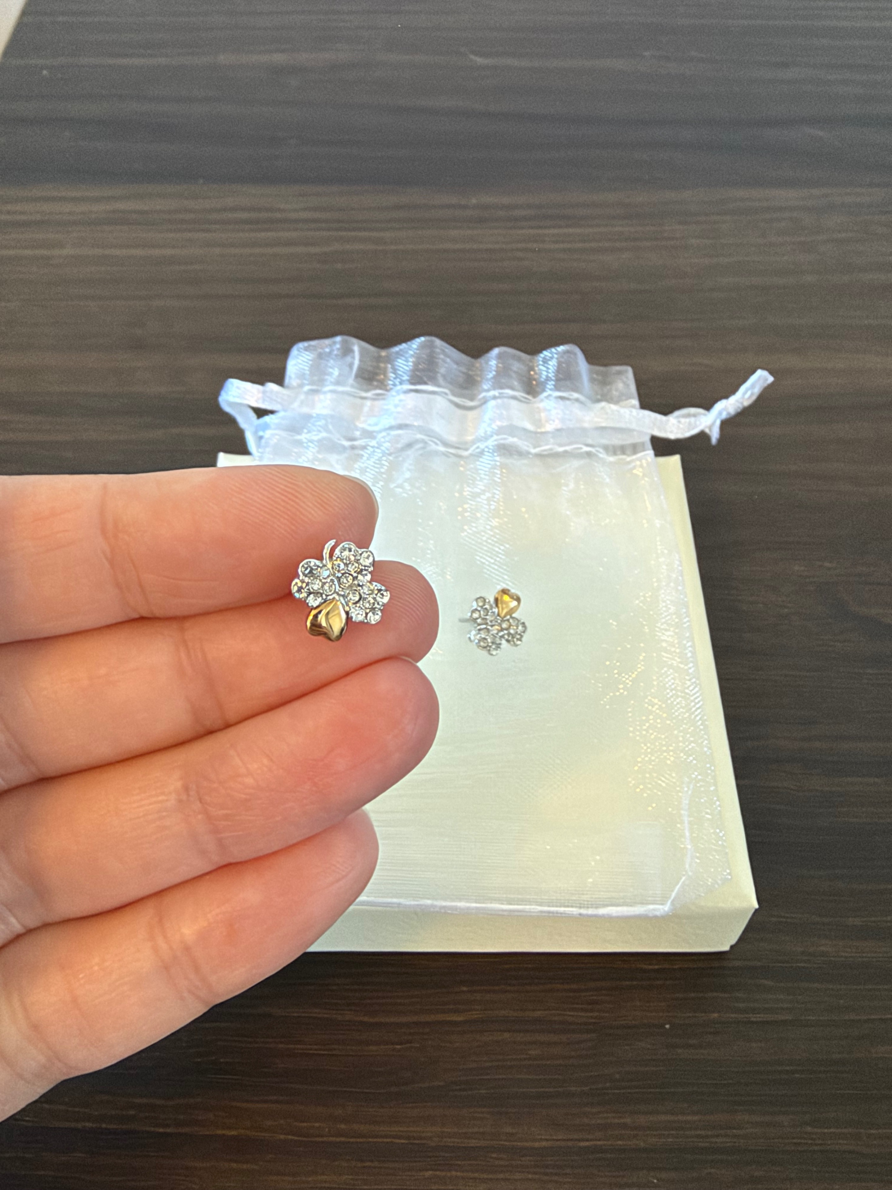 Vintage Swarovski Crystal Clover Stud Earrings - photo 2
