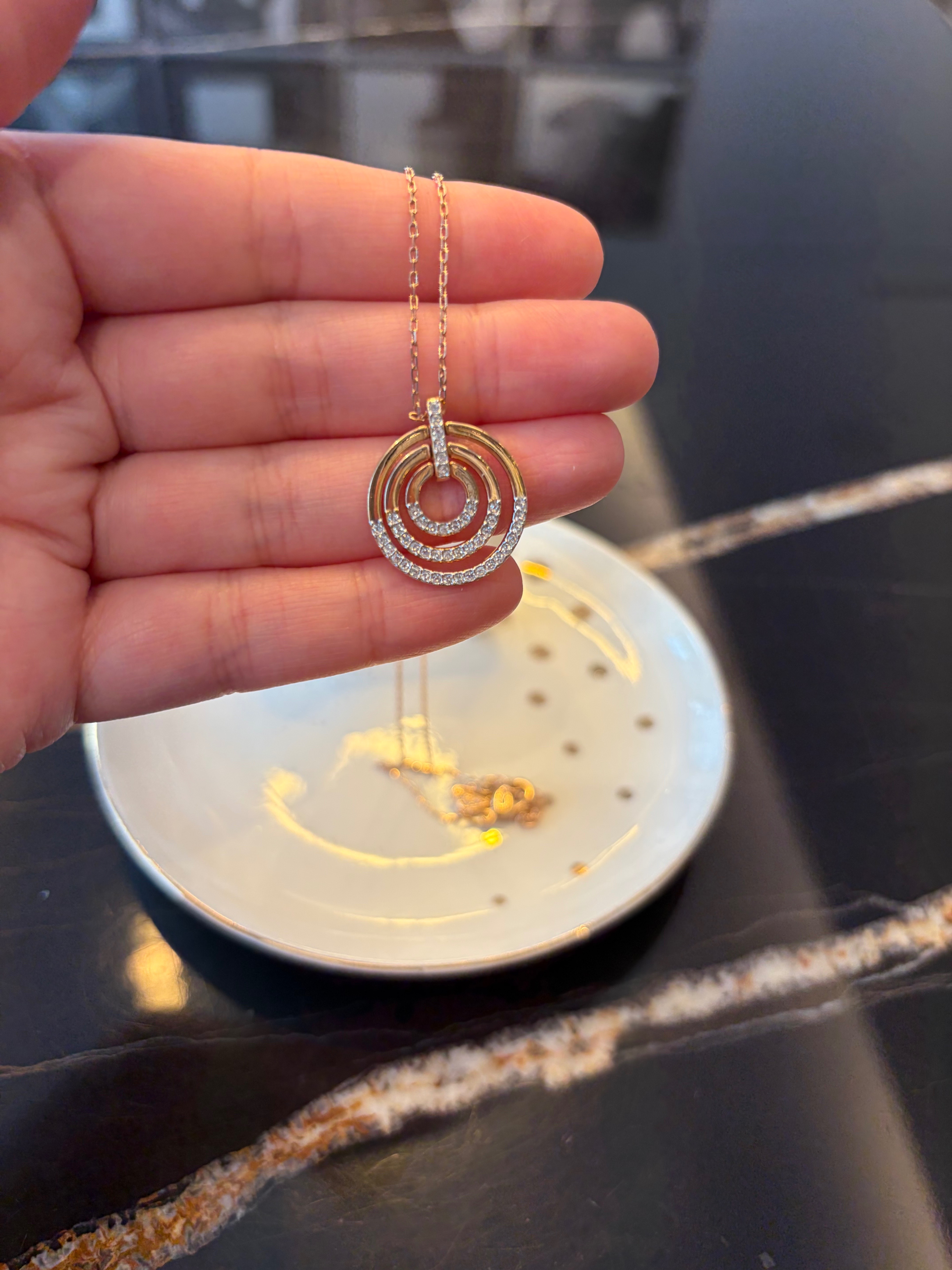 Swarovski Circle Pendant Necklace Rose Gold Tone - photo 3