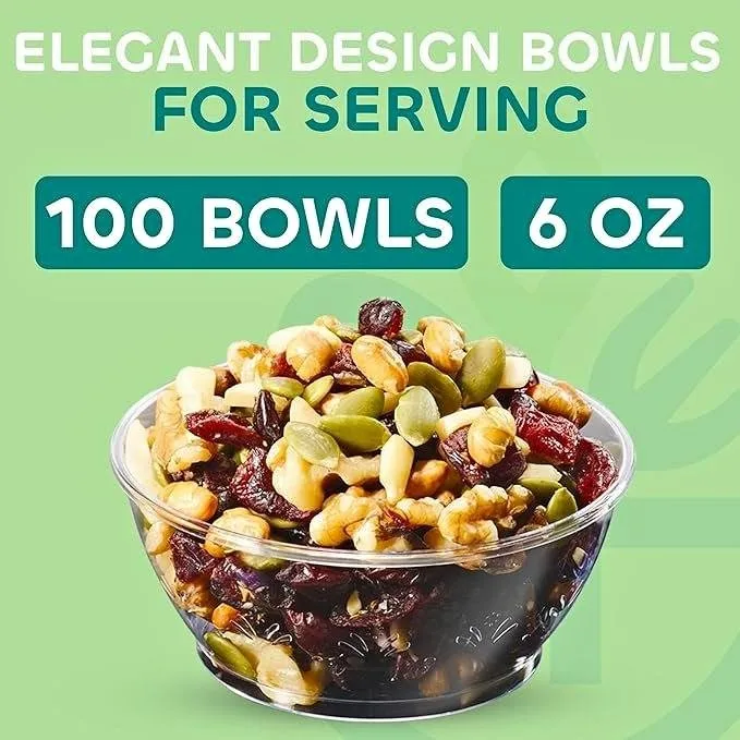 Disposable Bowls - (Bulk 100 Pack) 6 Oz Premium Hard Plastic
