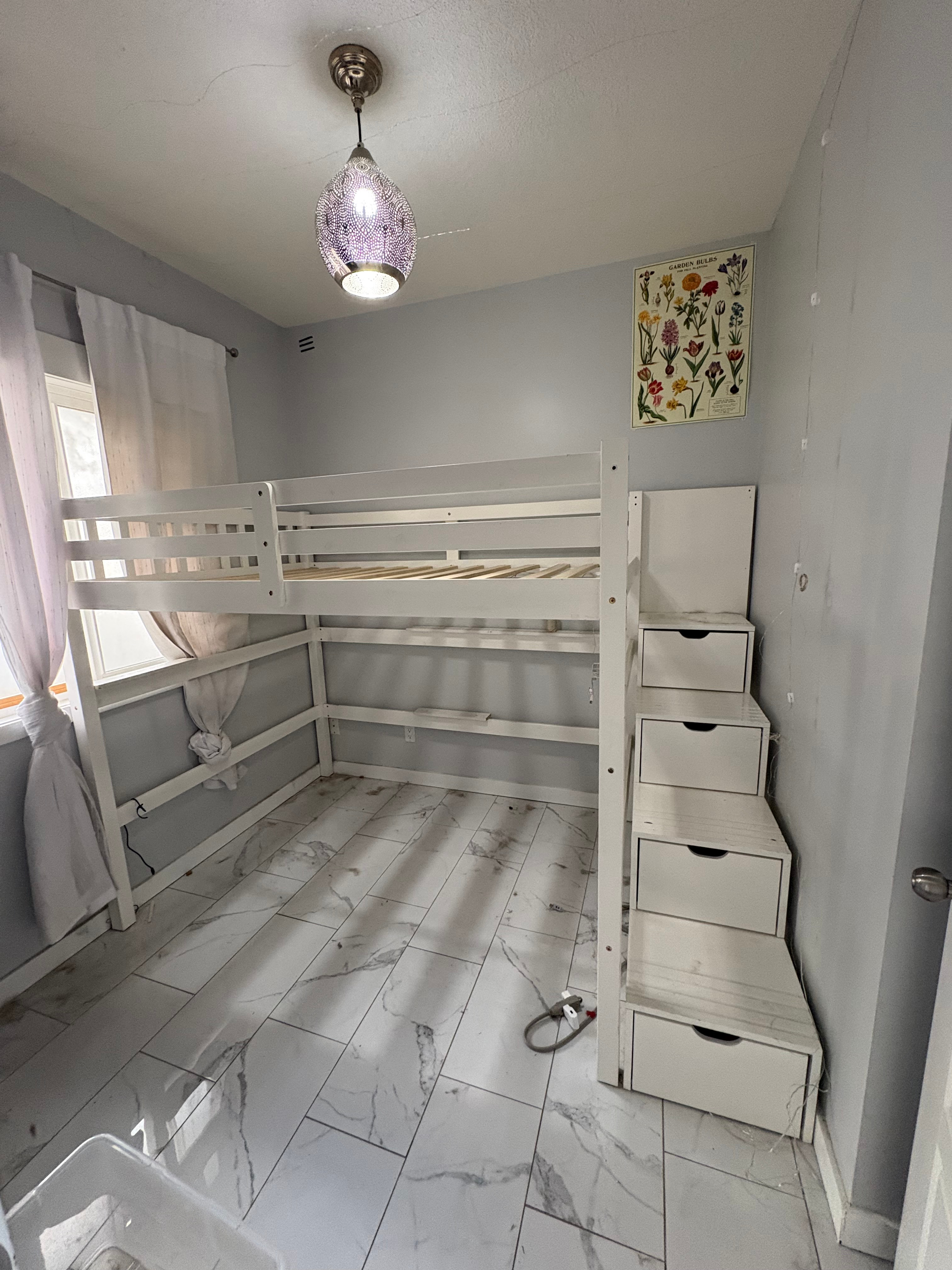 Double Loft Bed Frame with Stairs - Scanica