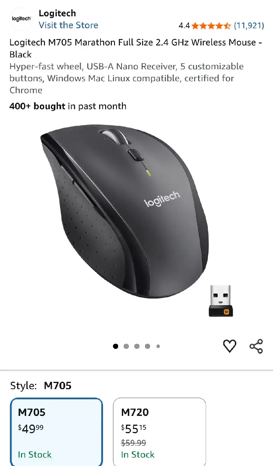 Logitech M705 Marathon Wireless Mouse