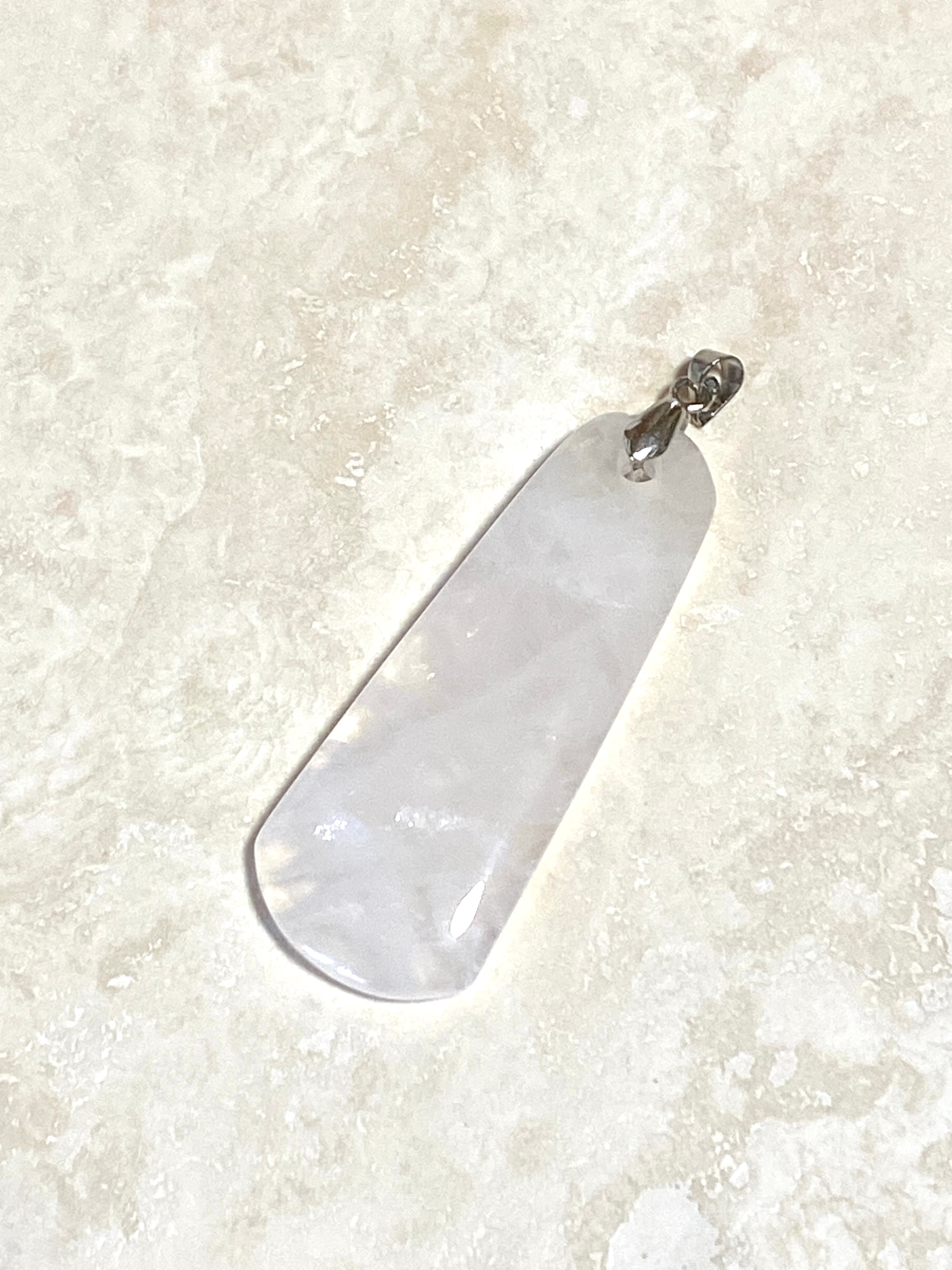 Pale Pink Rose Quartz Pendant, Large Genuine Gemstone =Pendant