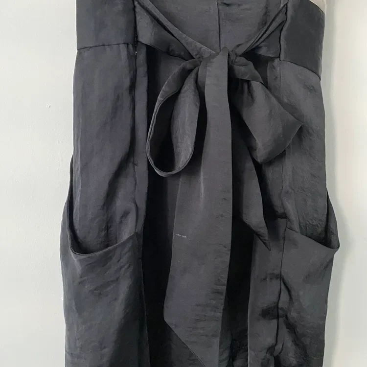 Allen Solly Vintage Silk A-Line Dress – Size M, Beige/Black - photo 3