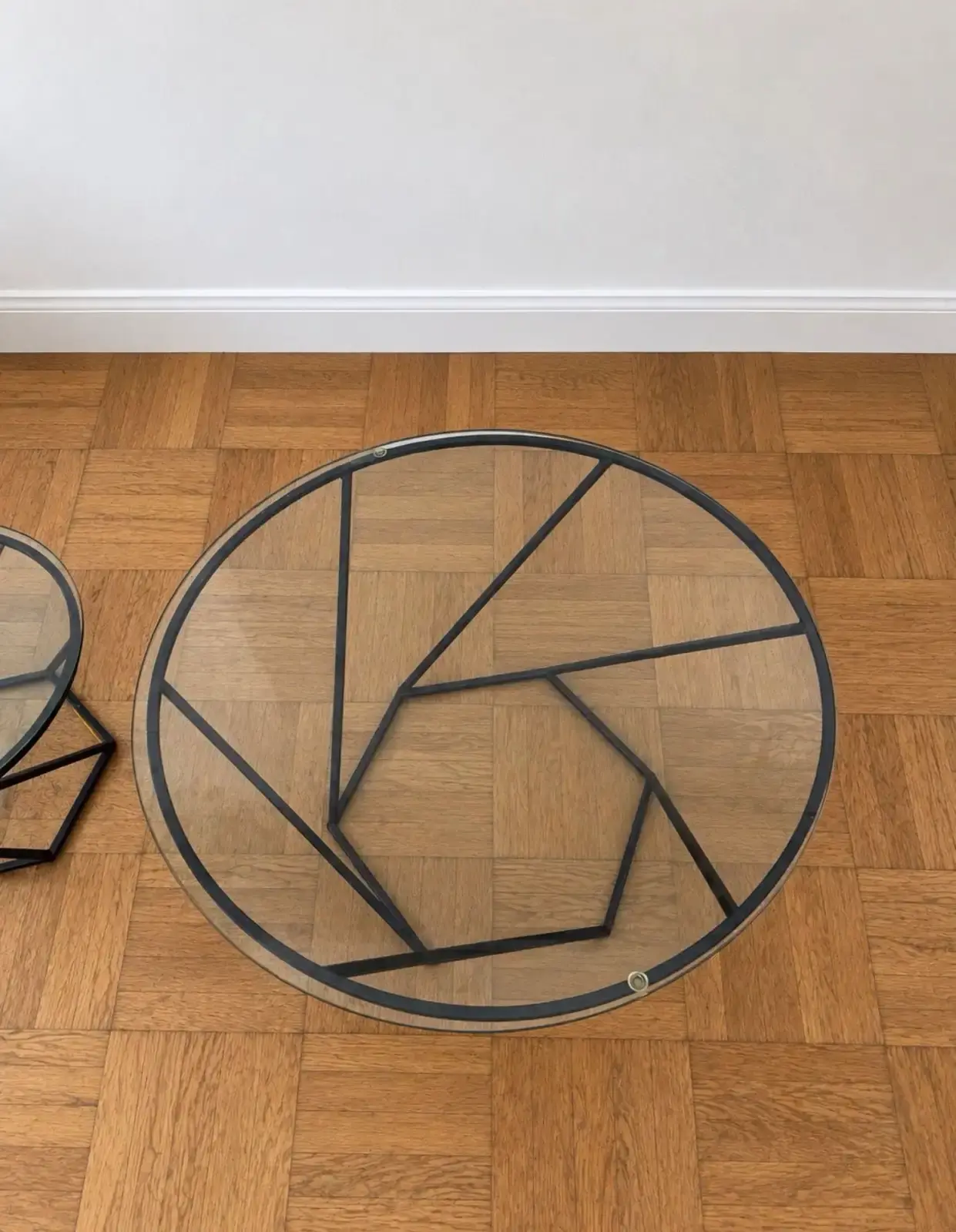 Geometric Nesting Metal and Glass Coffee Table Set - photo 4