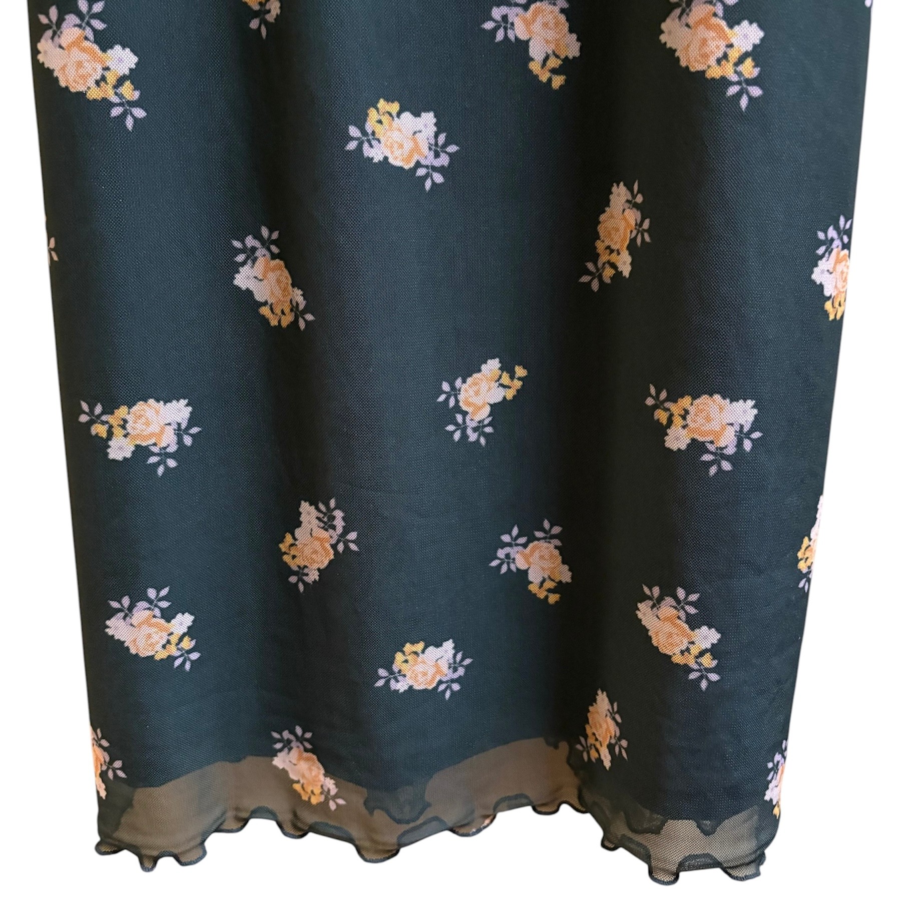 Urban Outfitters Dark Green Floral Mesh Slip Midi Dress Small - photo 4