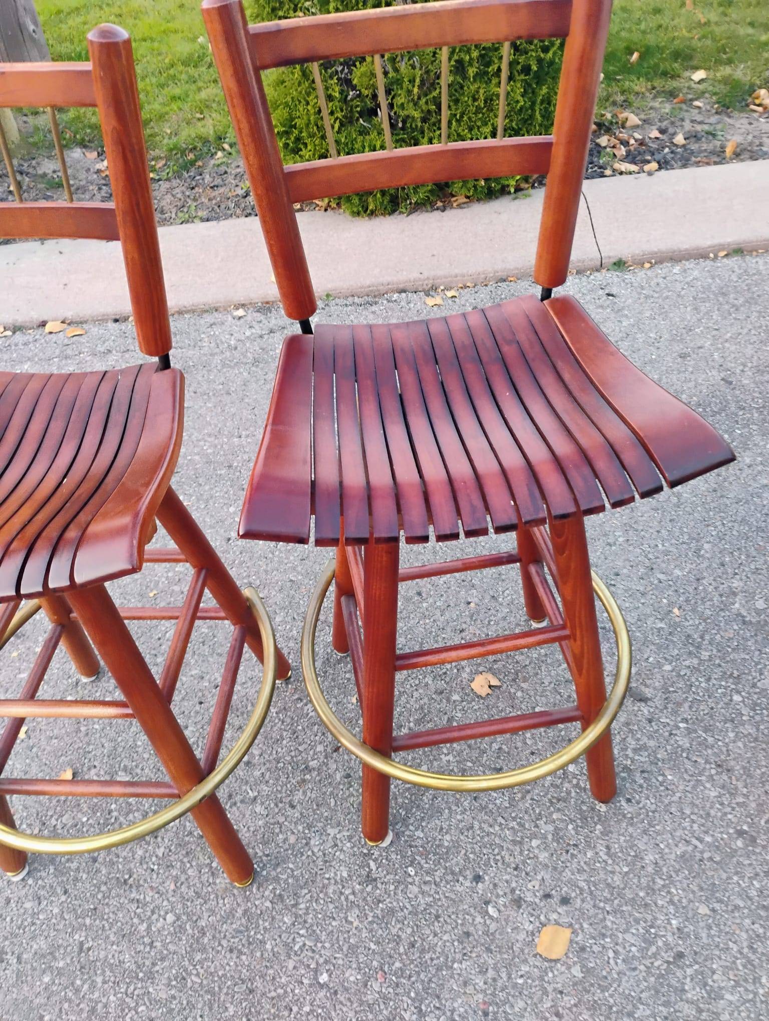 Counter-Height Stools Solid Wood w/Brass - photo 5