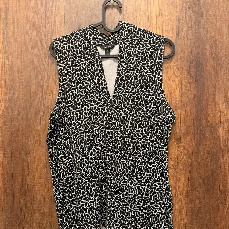 RW&CO Sleeveless Blouse — Black & Ivory Abstract, L - photo 4