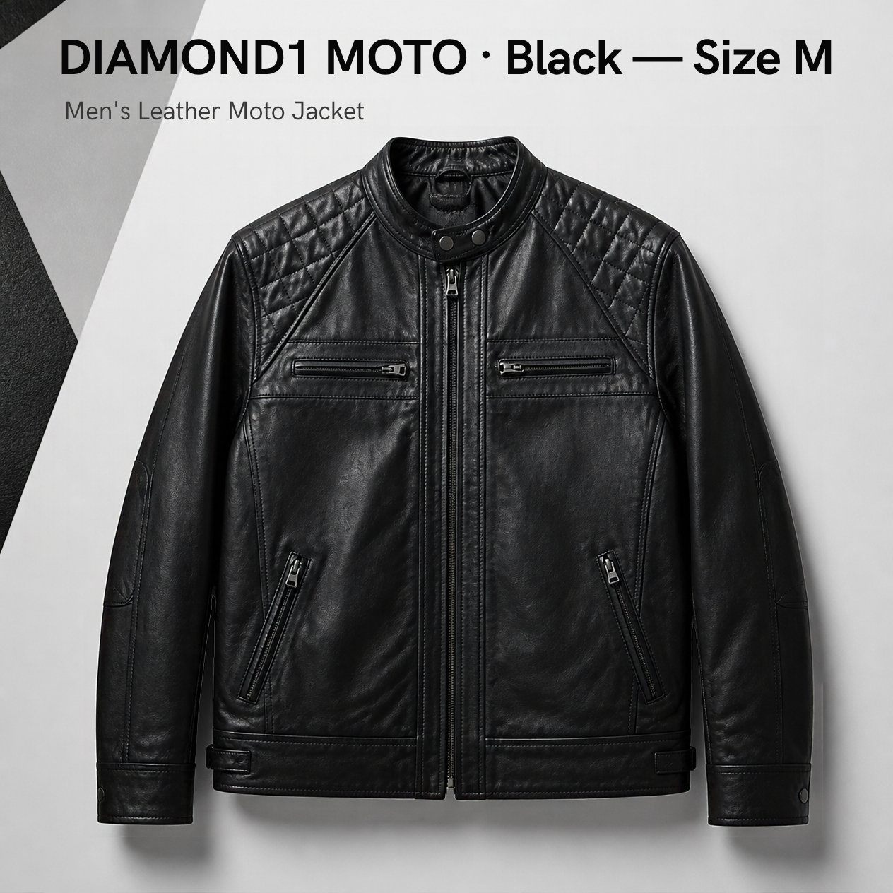 JKT-064 — Men's leather moto jacket — brand new, size M