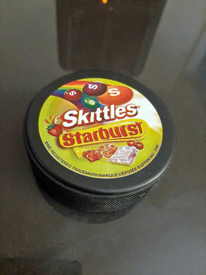 Skittles Starburst hockey puck Lindsay