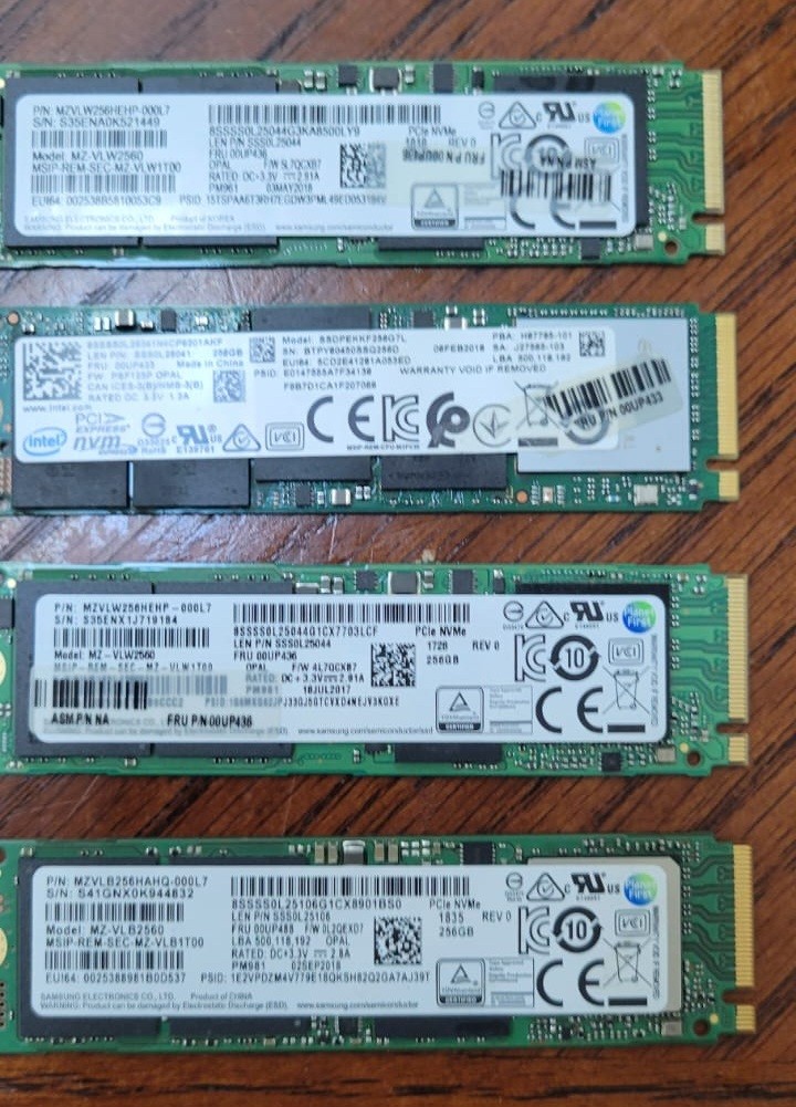 Samsung 256GB NVME SSD Hard Drives
