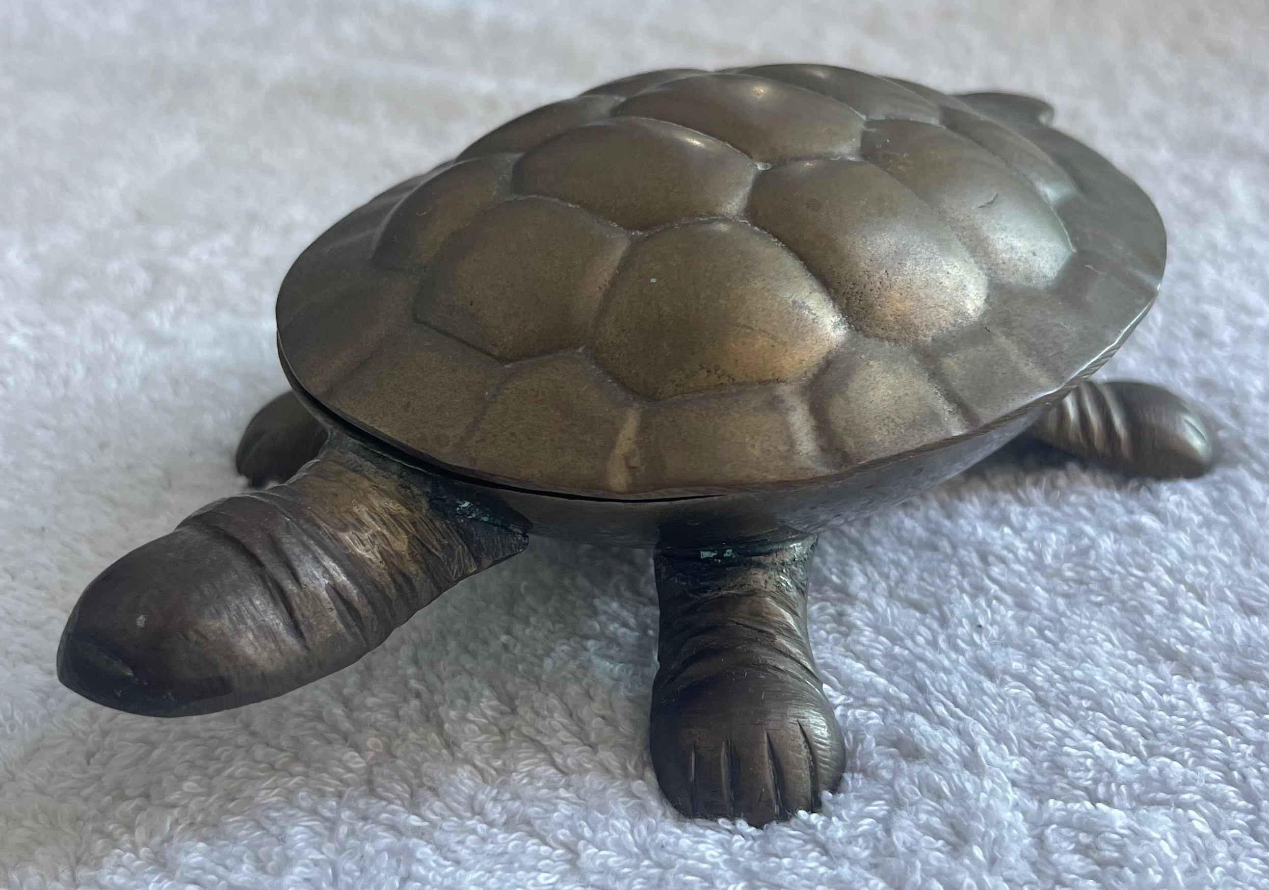 Vintage Solid Brass Turtle Trinket Dish (India) - photo 2