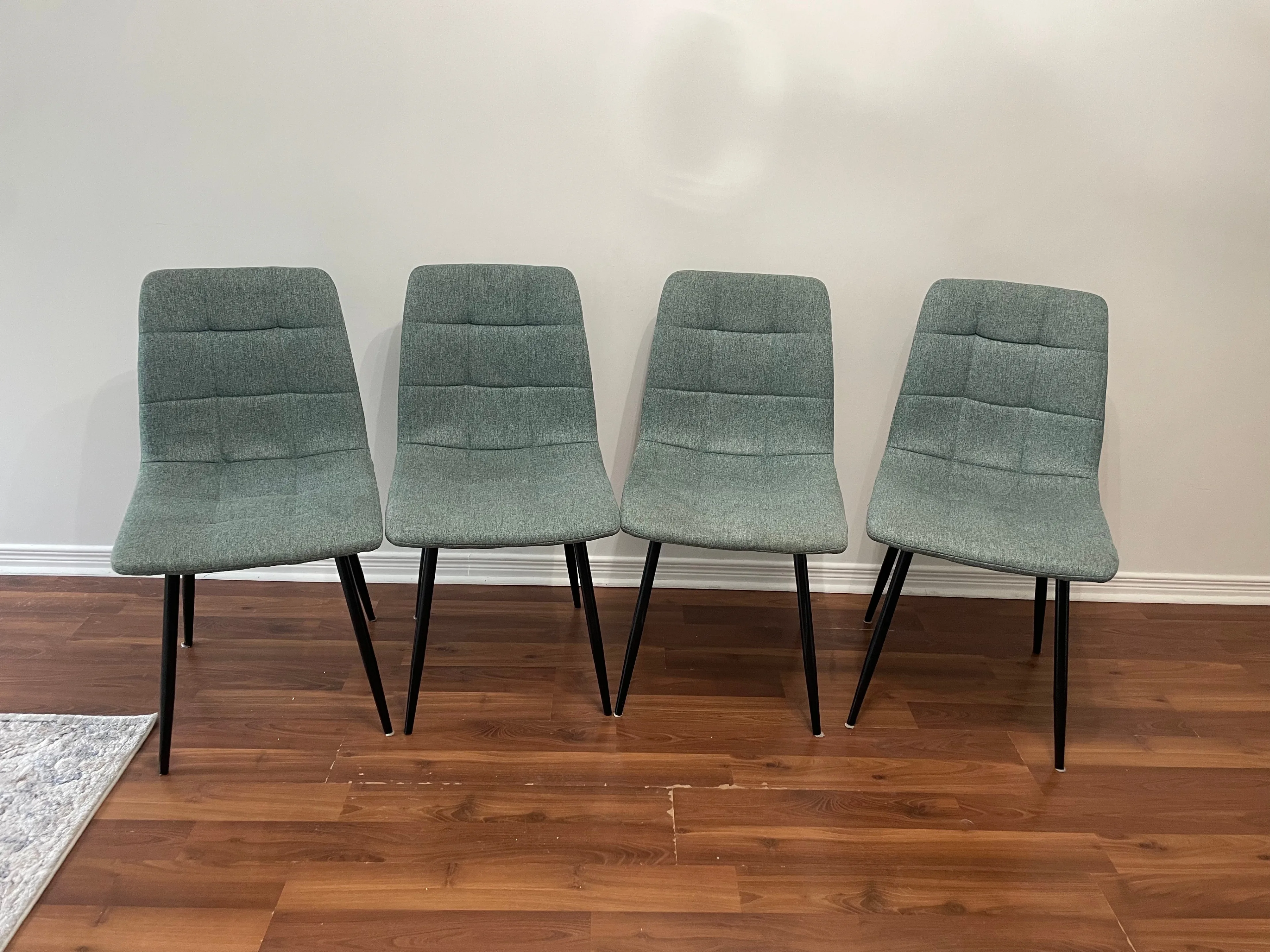 4 blue-grey fabric dining chairs