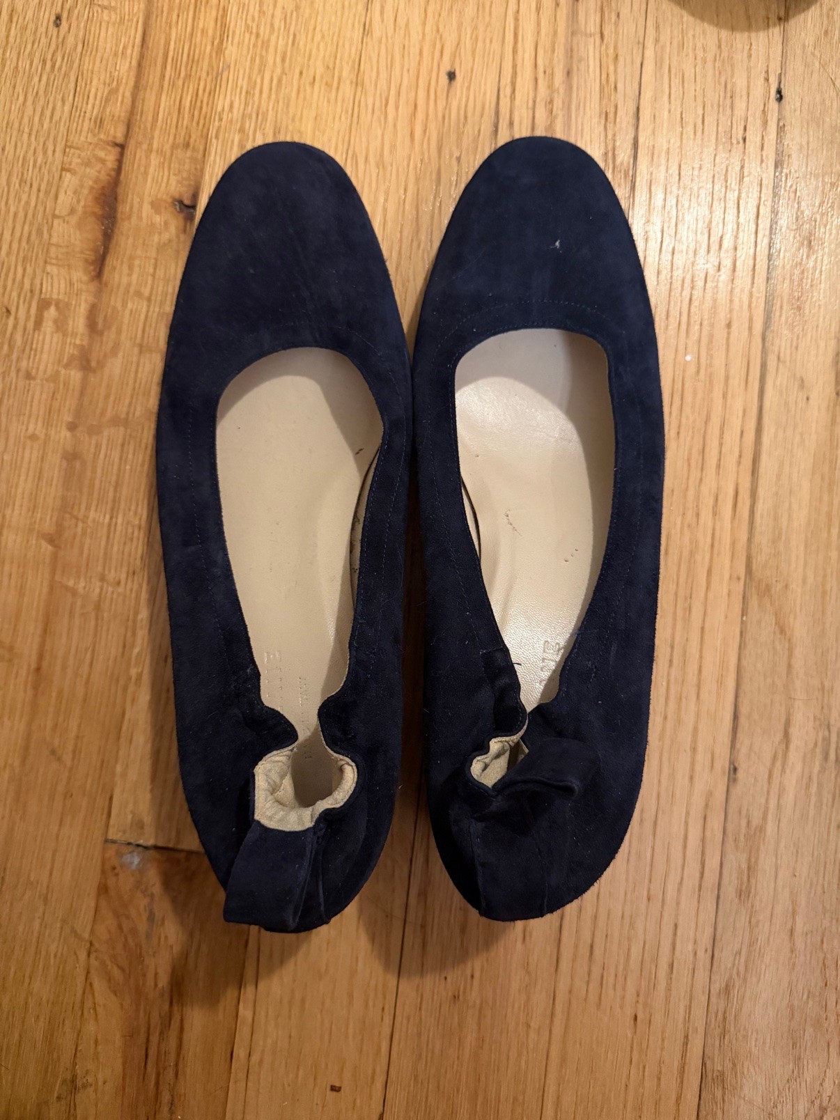 Everlane Navy Suede Ballet Flats Bow Sz 40