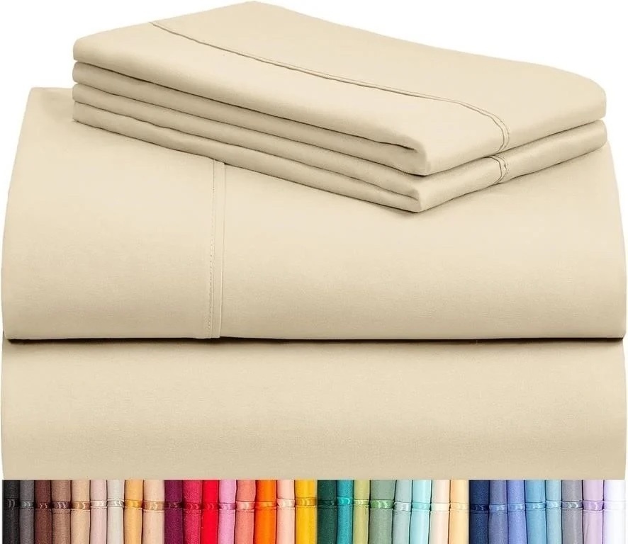 CGK Queen Sheet Set 4-Pc Cooling Soft Deep Pocket Beige
