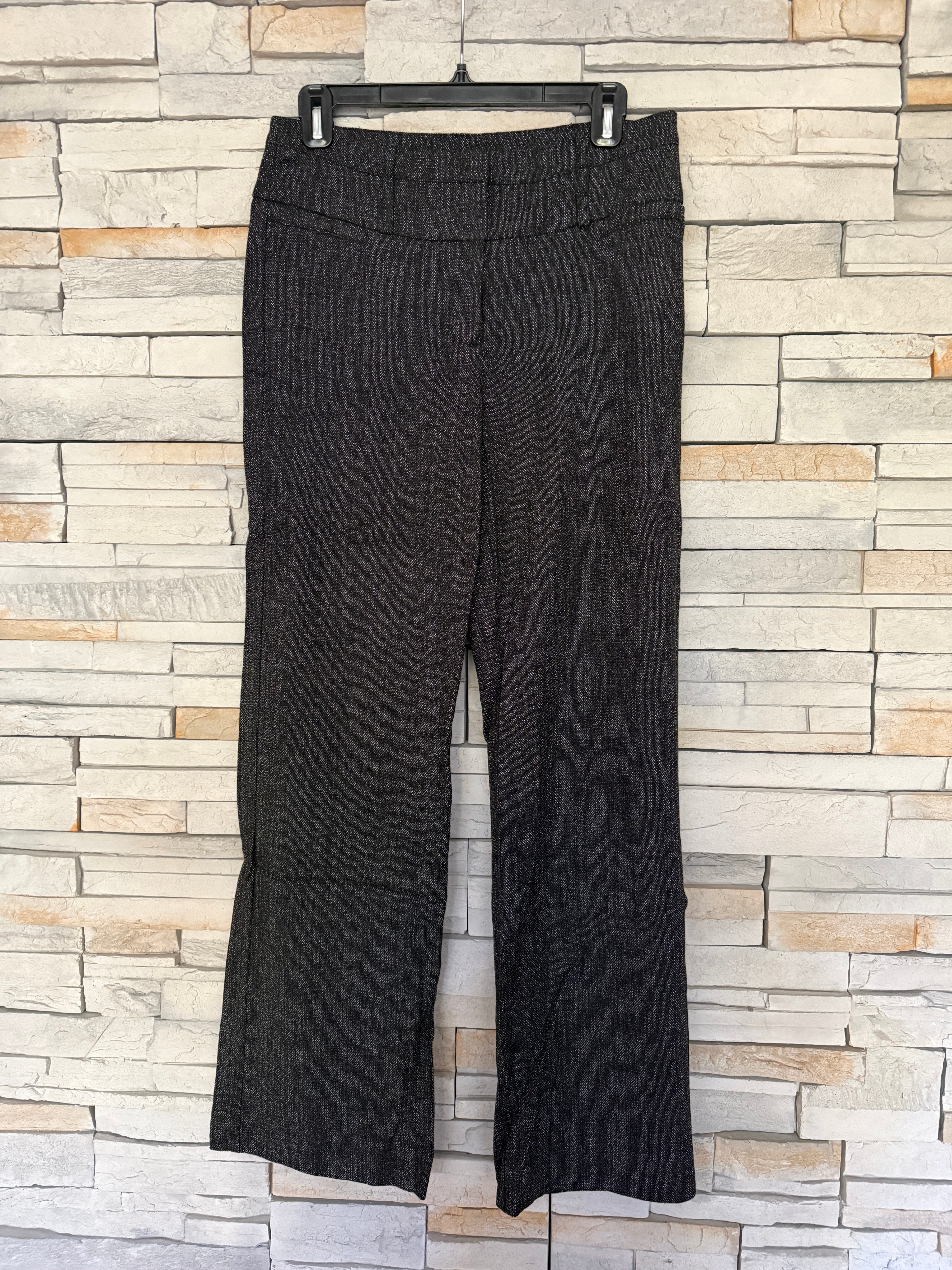 Le Chateau Black Salt & Pepper Tweed Trousers Size 6 Wide Leg