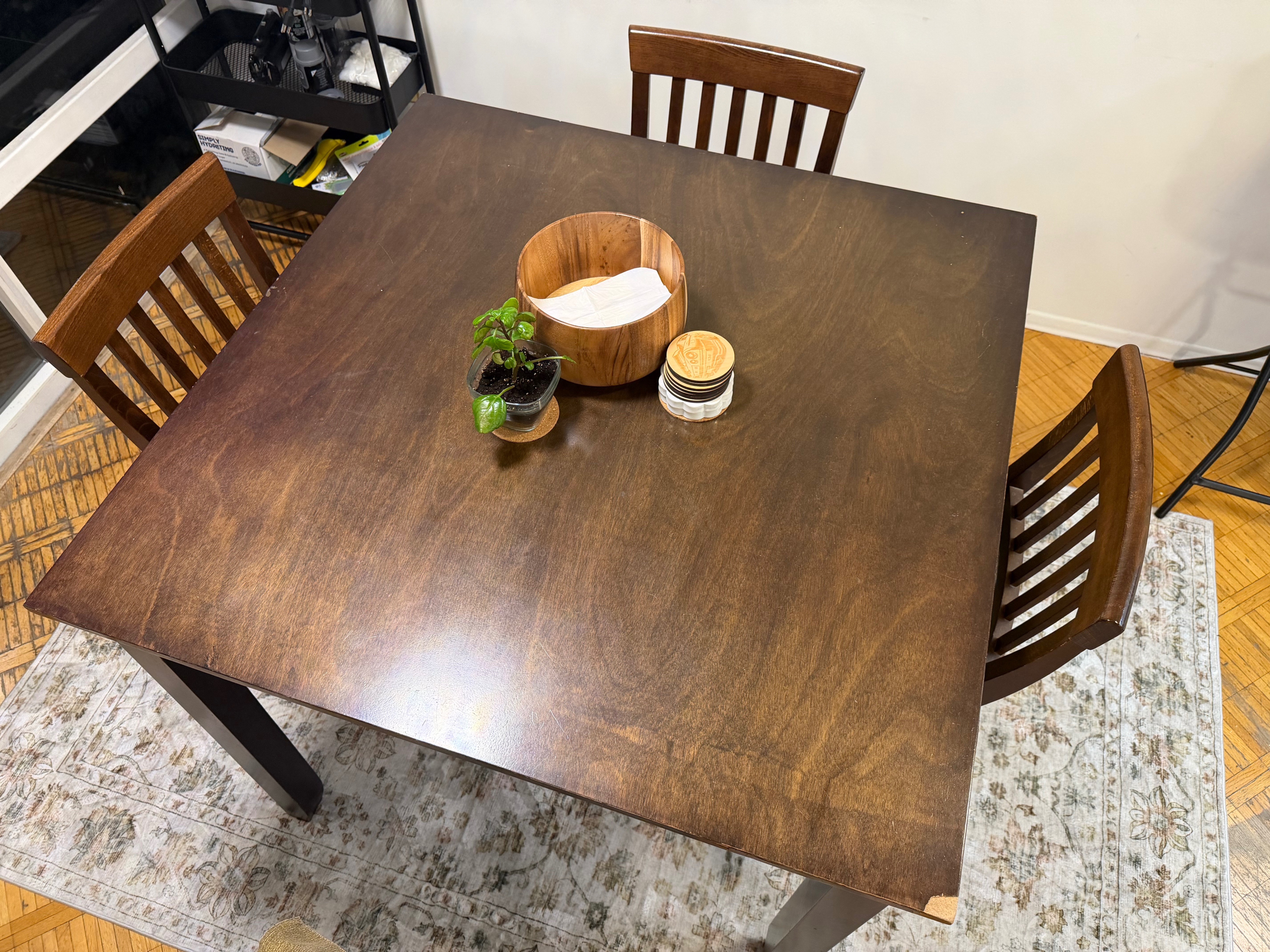 Dark Brown Wooden Dining Table Set with 4 Chairs - photo 3