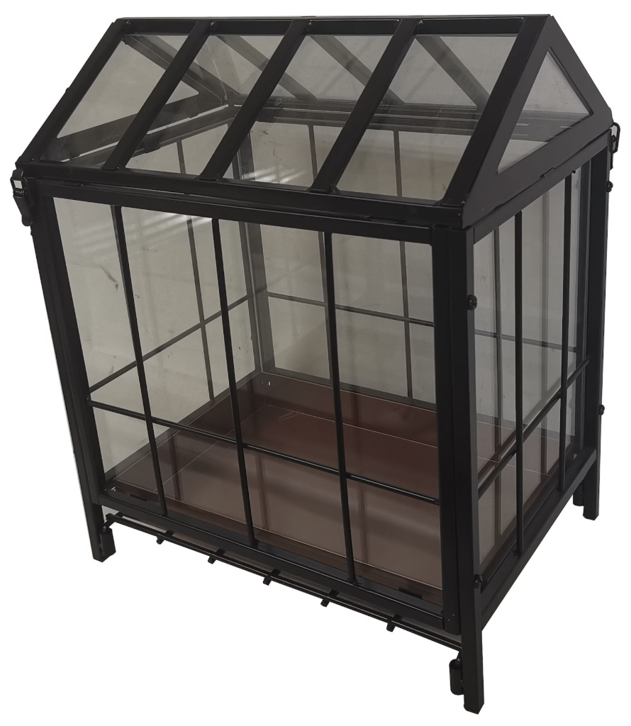 Panacea Glass Terrarium with Plant Tray, Steel, Black - photo 2