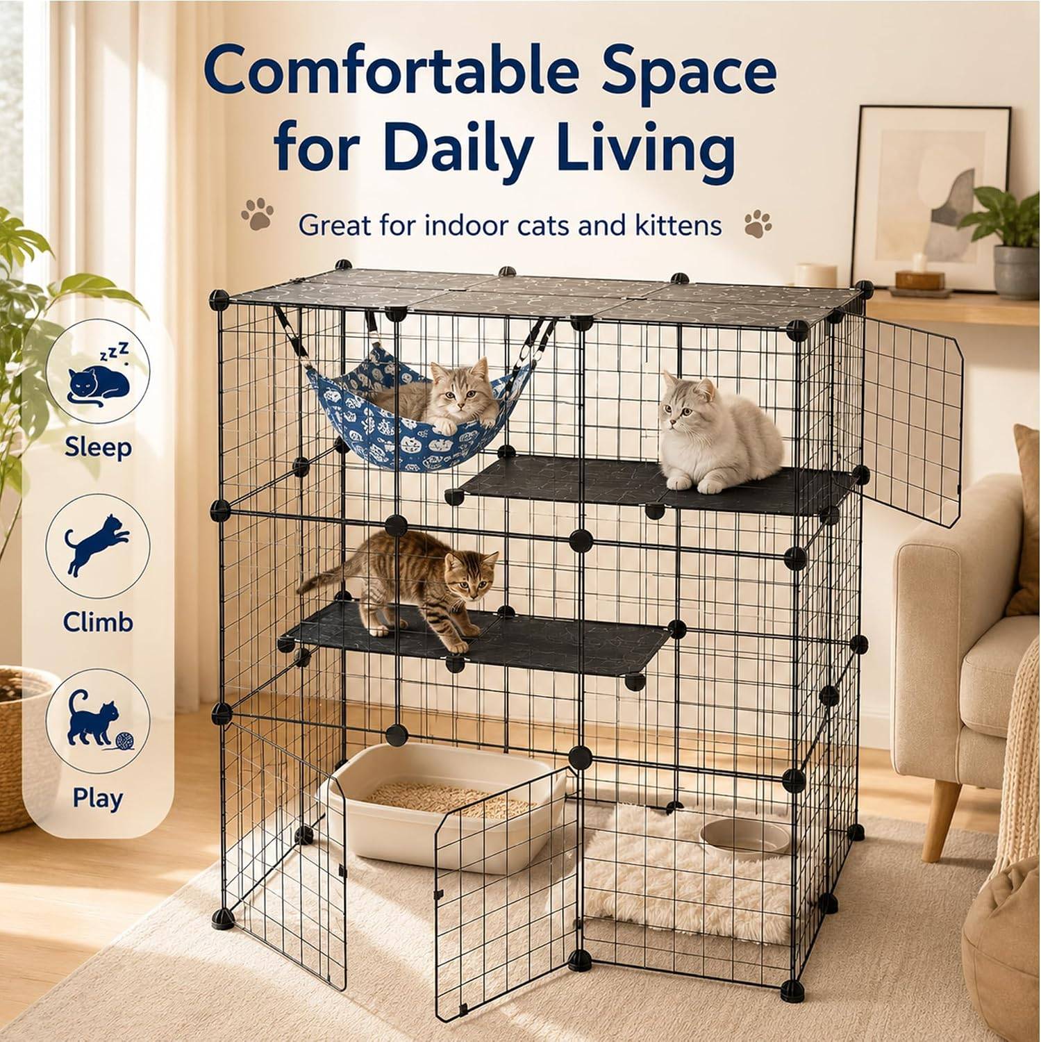 DIY3-Tier Metal Wire Cat Enclosure Playpen Catio - photo 3