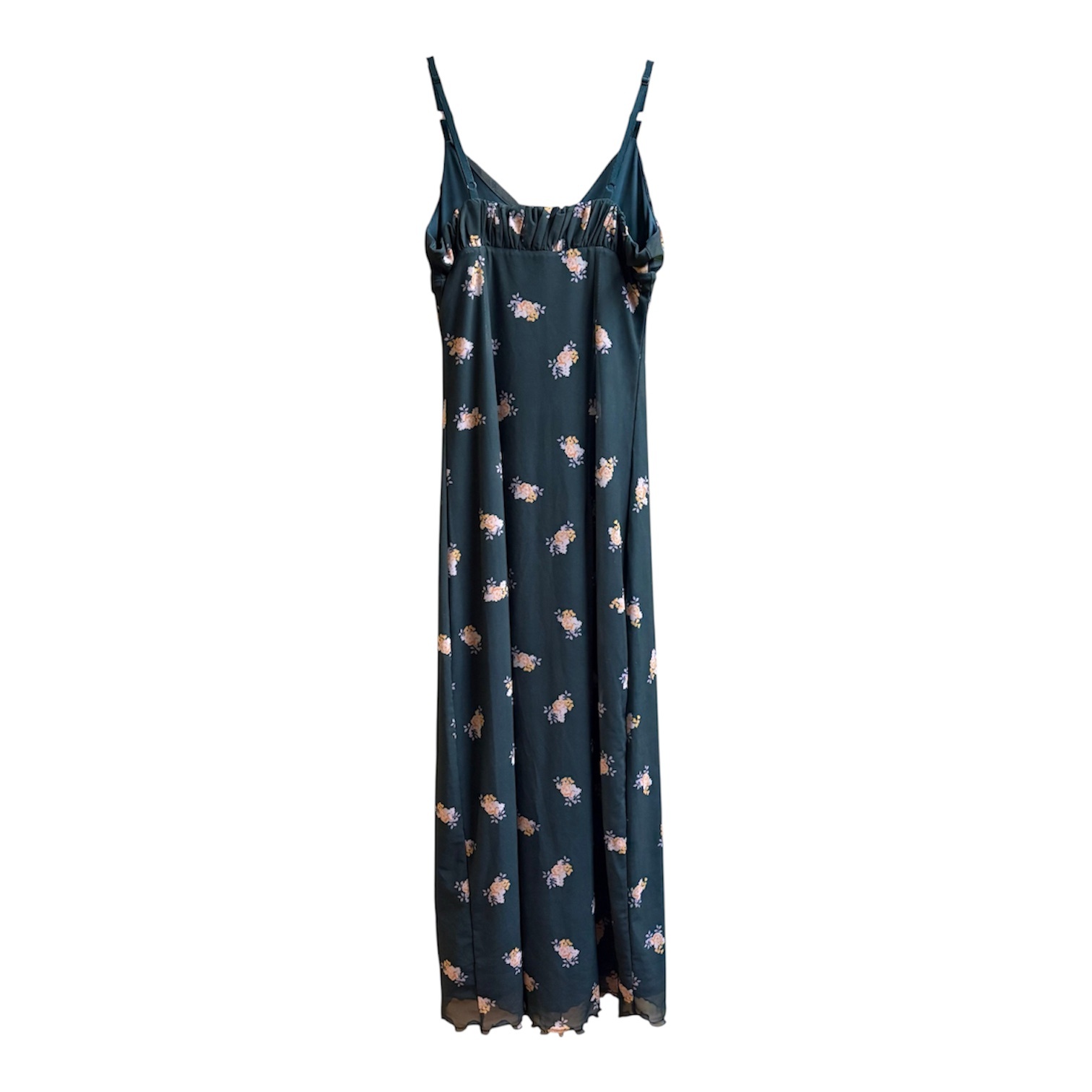 Urban Outfitters Dark Green Floral Mesh Slip Midi Dress Small - photo 3