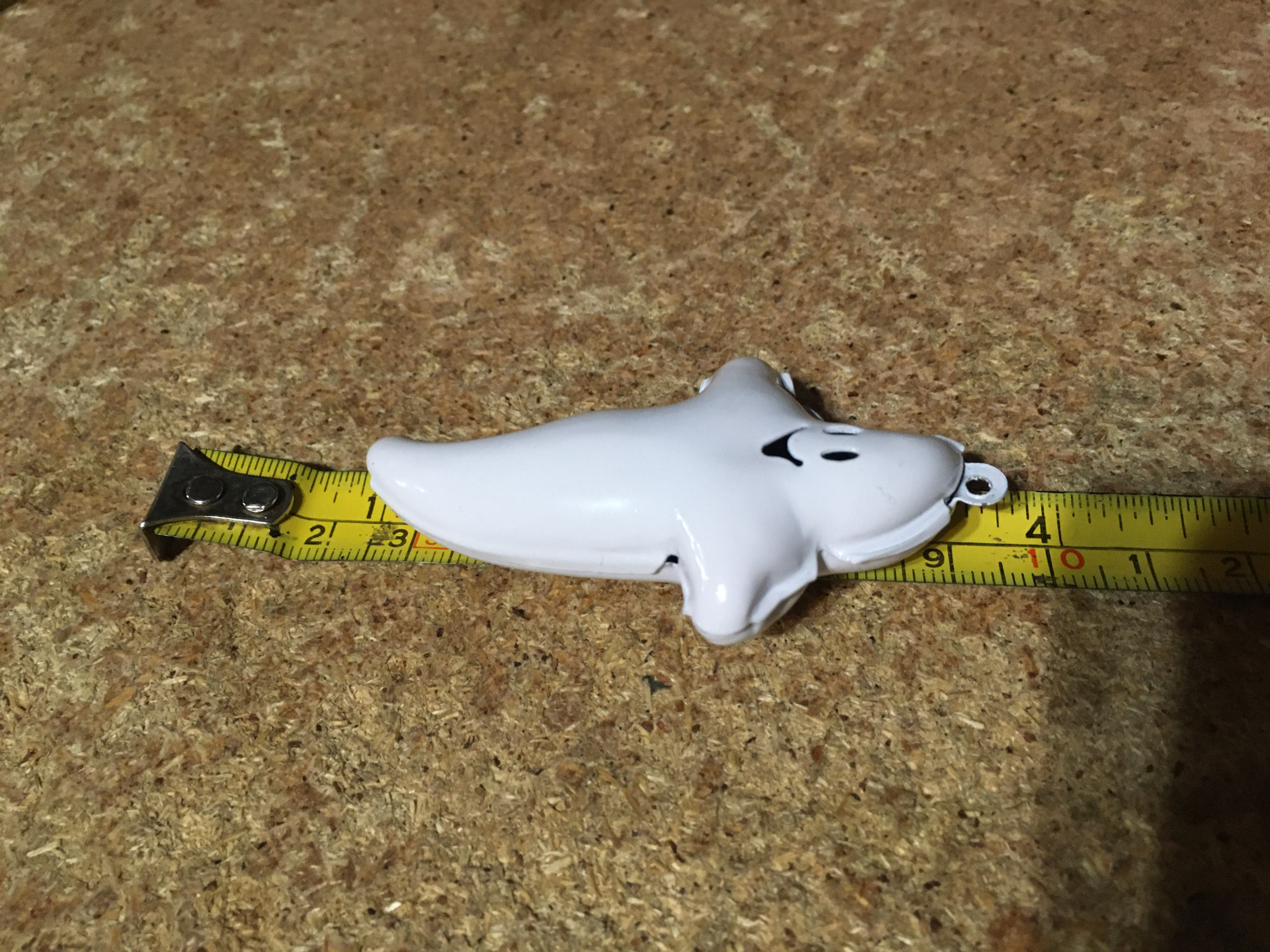 VINTAGE WHITE ENAMEL GHOST NECKLACE CHARM JINGLE HALLOWEEN 2.75" - photo 5