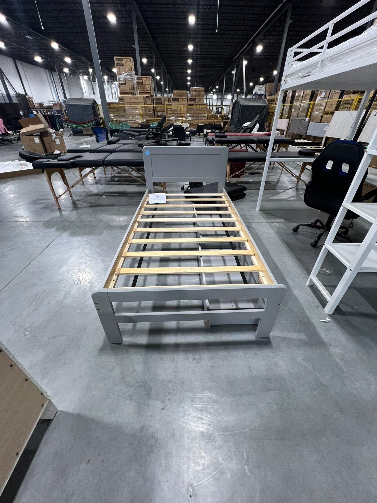 Twin Bed Frame $139 🛏️ Brand New – Grey Wood, 2 Storage Drawers - photo 3