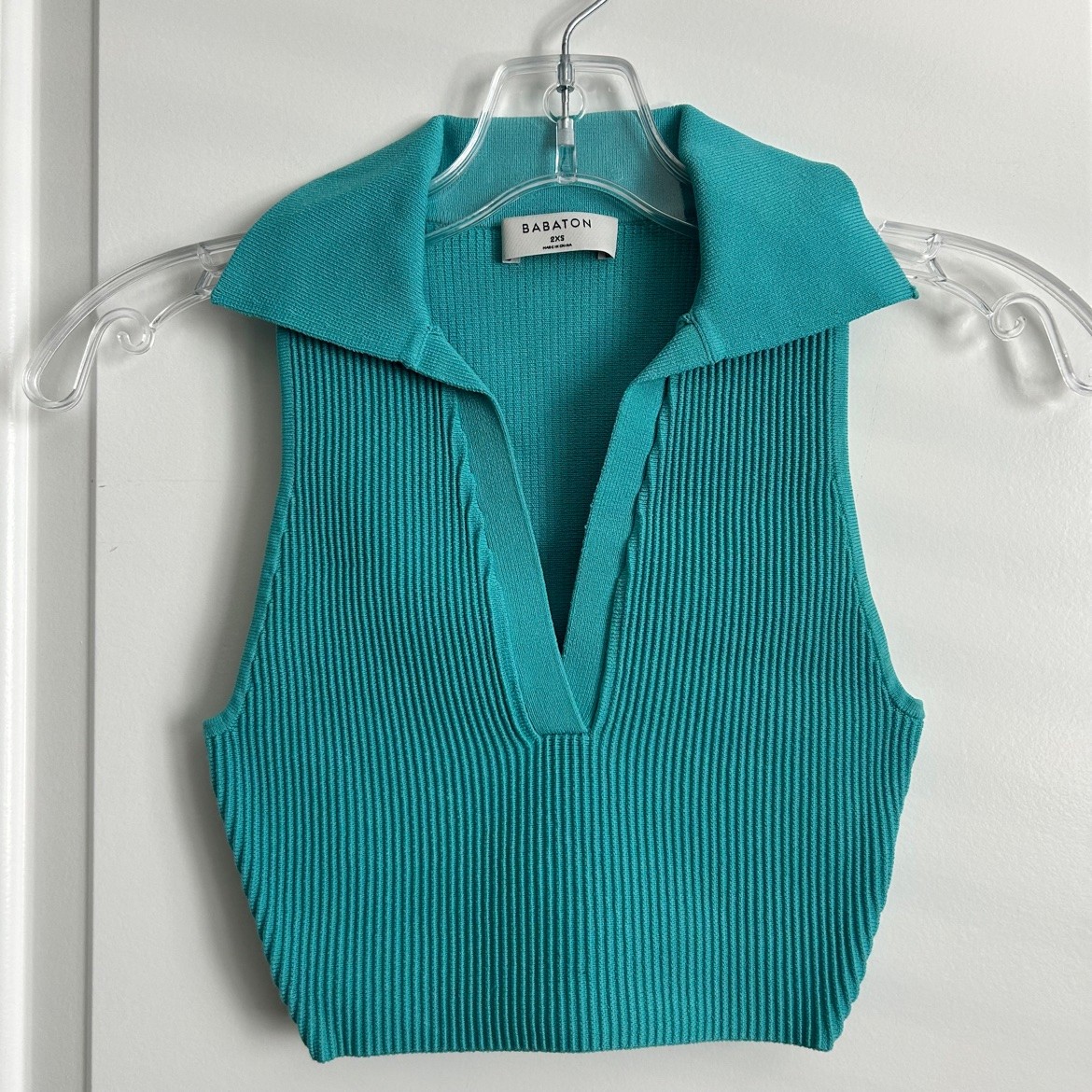 Babaton Teal Ribbed Sleeveless Top – 2XS, Like New