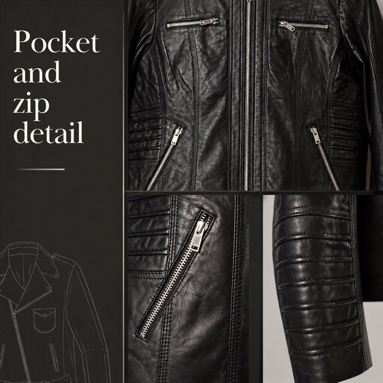 JKT-033 — Women's Hawera hooded biker jacket — brand new size L - photo 4