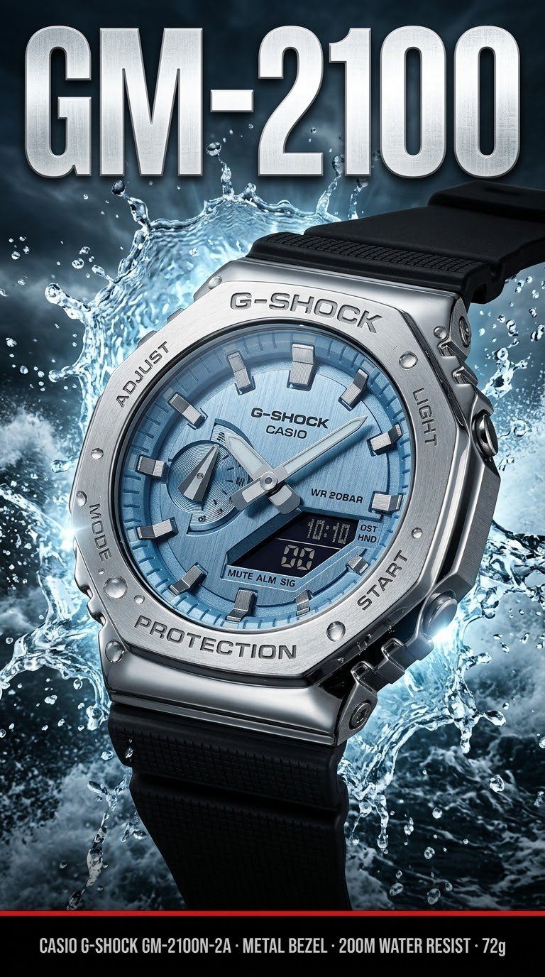 Casio G-SHOCK GM-2100N-2A Metal 'CasiOak' – Ice Blue, Like New