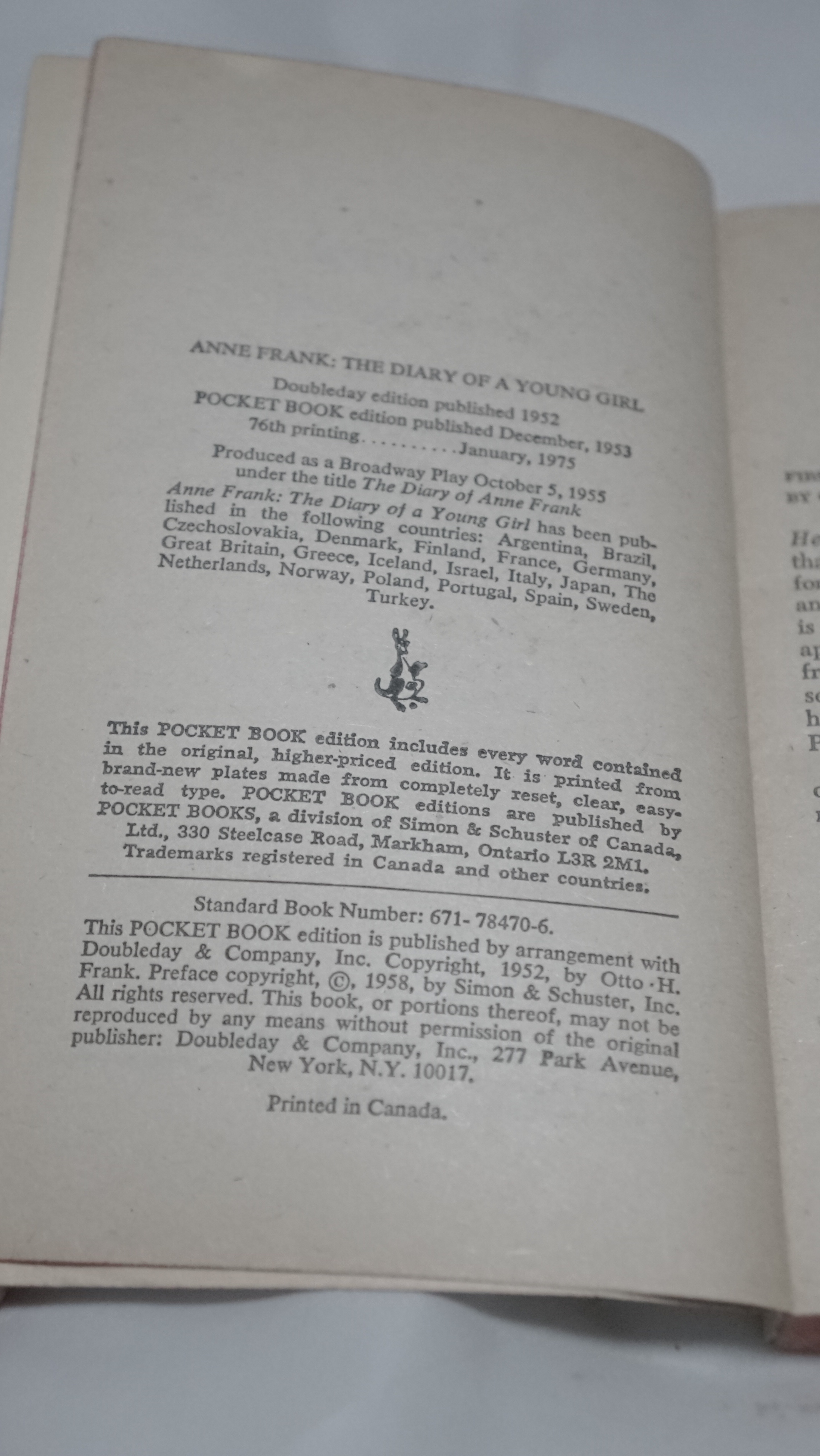 Anne Frank The Diary of a Young Girl Pocket Books 1975 Paperback - photo 3