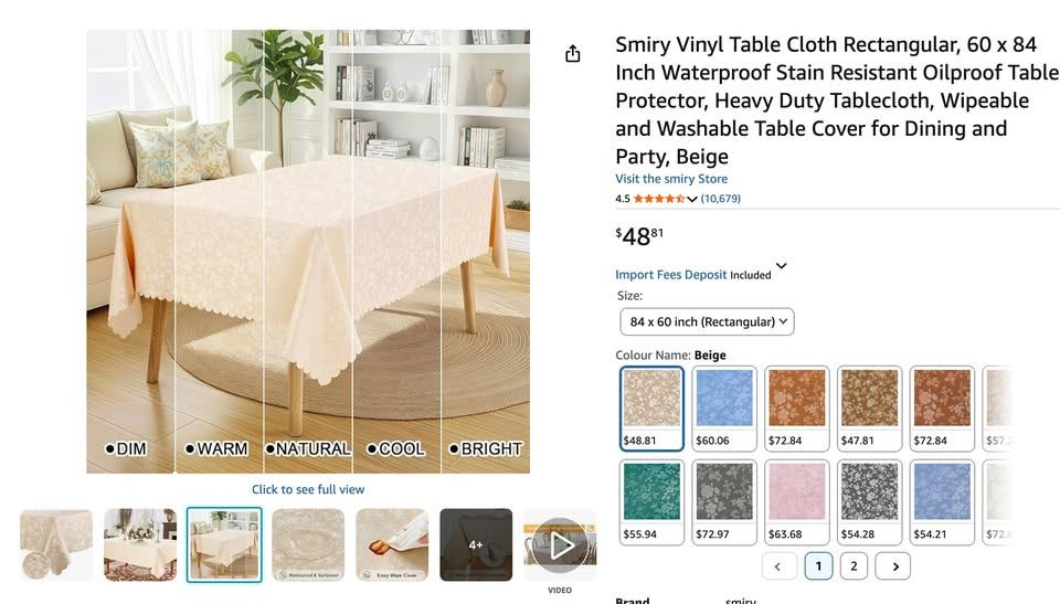 60x84” Rectangular Tablecloth – Waterproof, Stain & Oil - photo 3