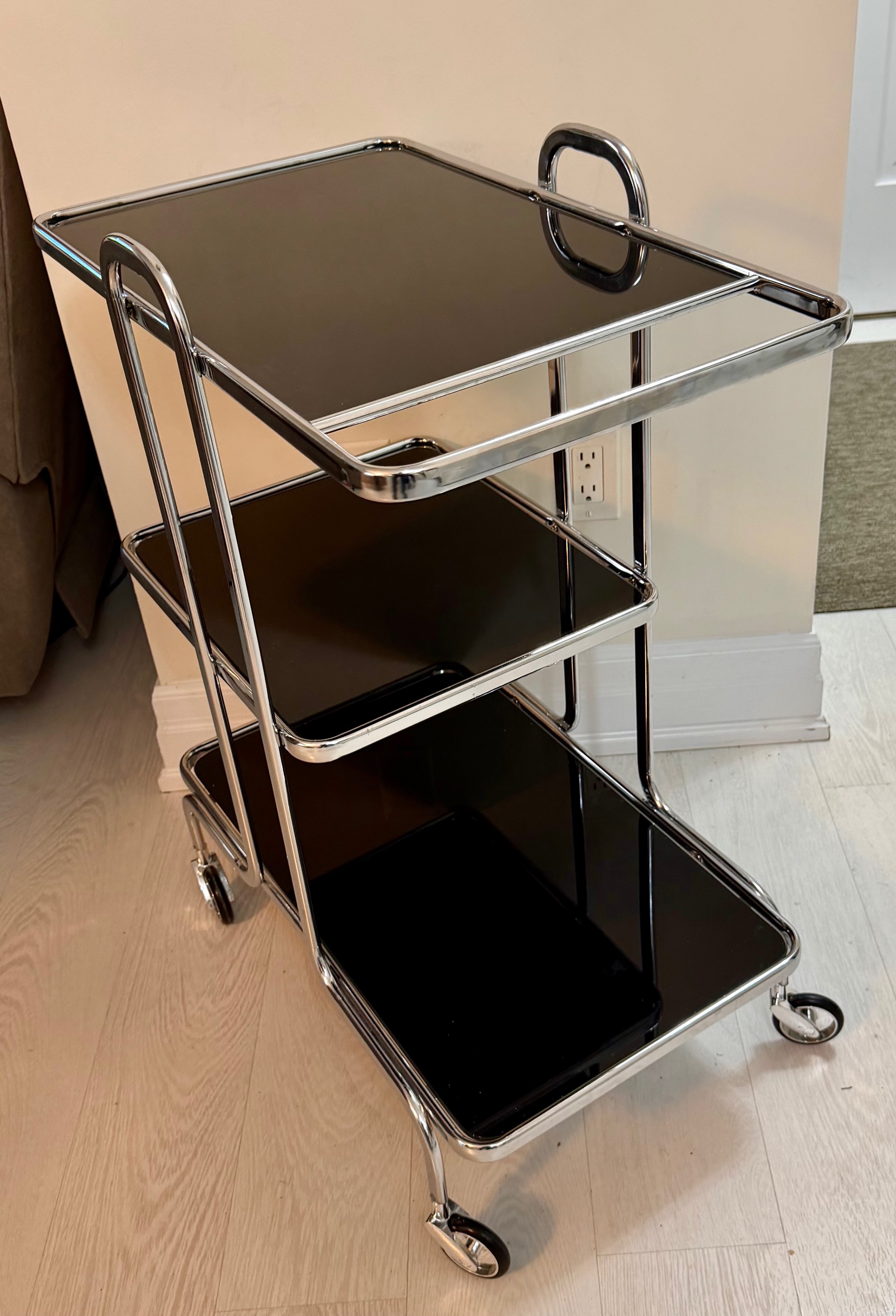 Modern Glass 3-Tier Rolling Bar Cart - photo 2