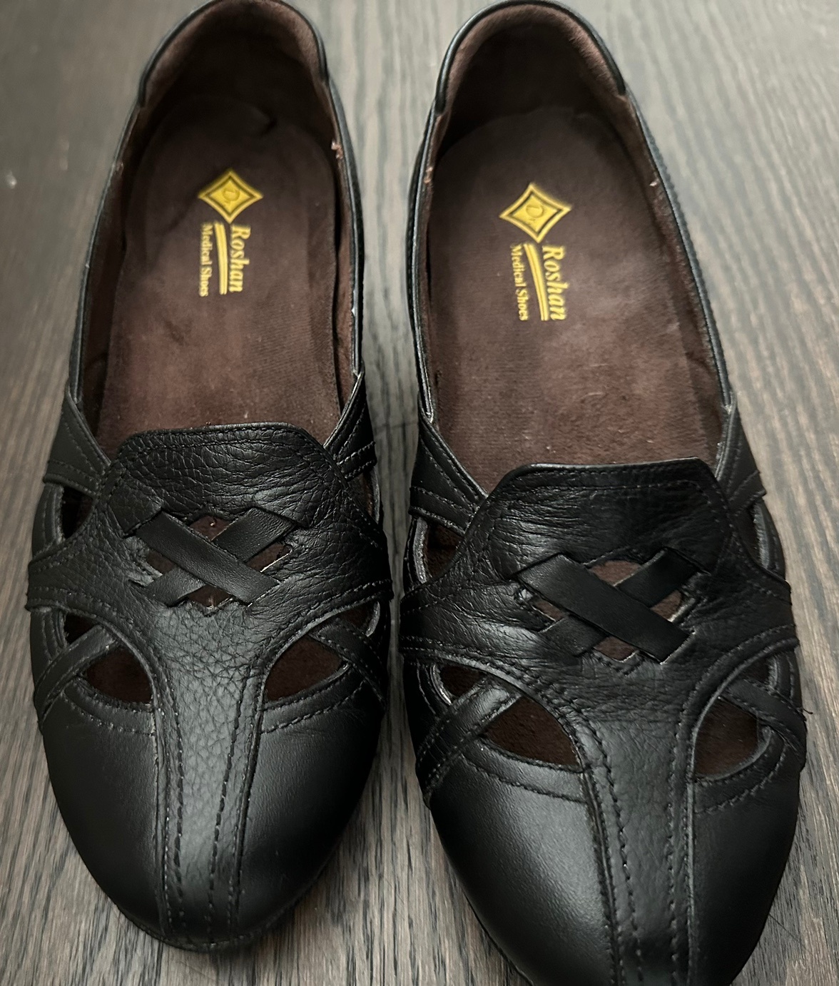 Black Leather women Shoes