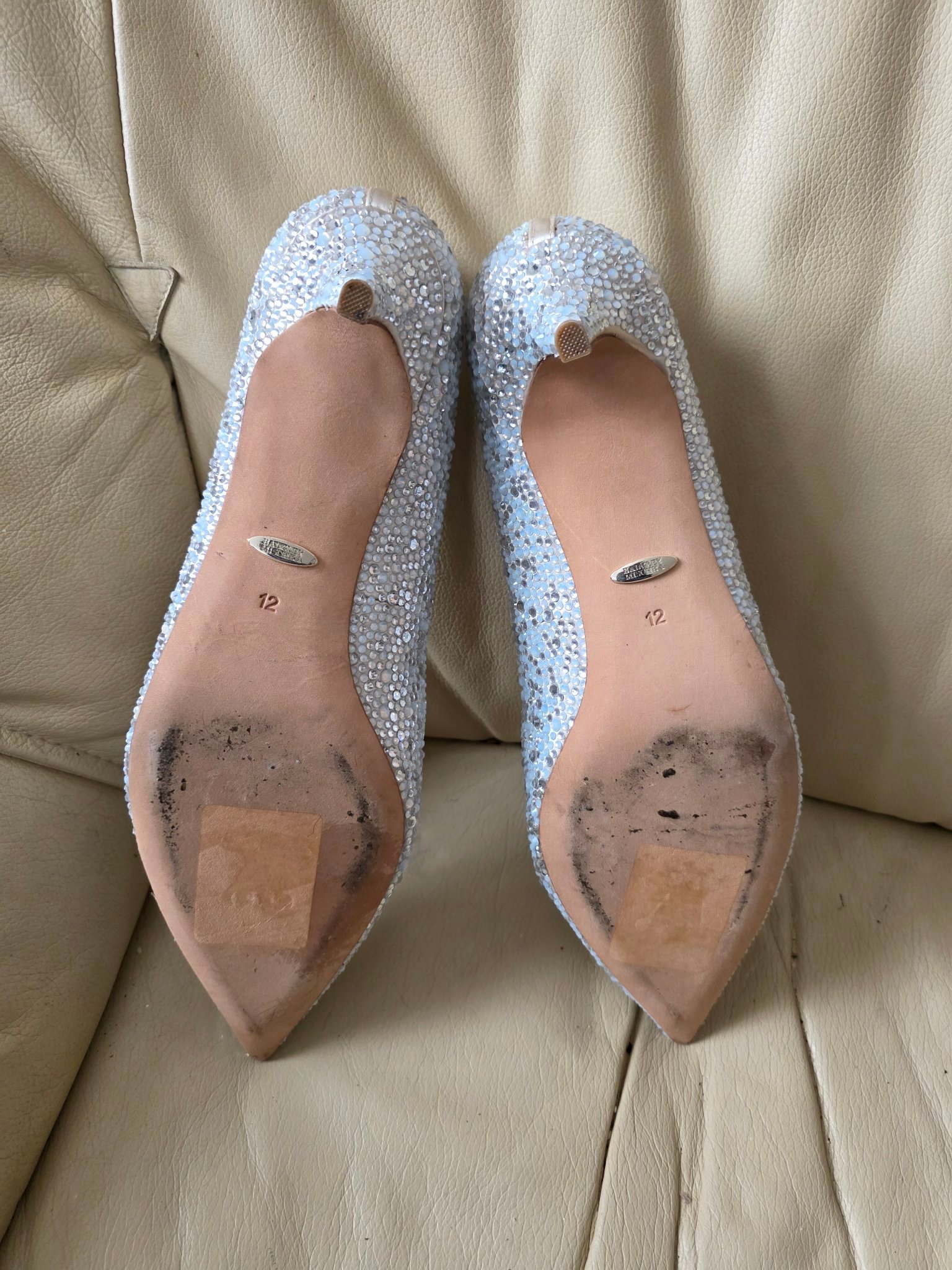 Badgley Mischka Rhinestone Pointed Toe Kitten Heel Shoes Size 12 - photo 3
