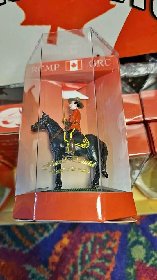 RCMP Mountie on horse figure, cake topper HTF
