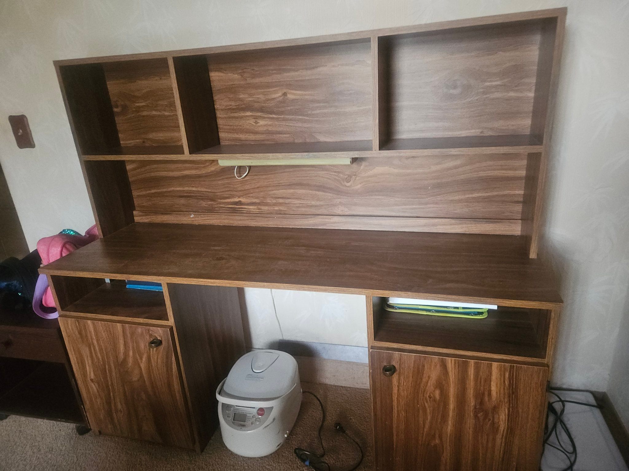 Wooden Desk with Hutch and Storage