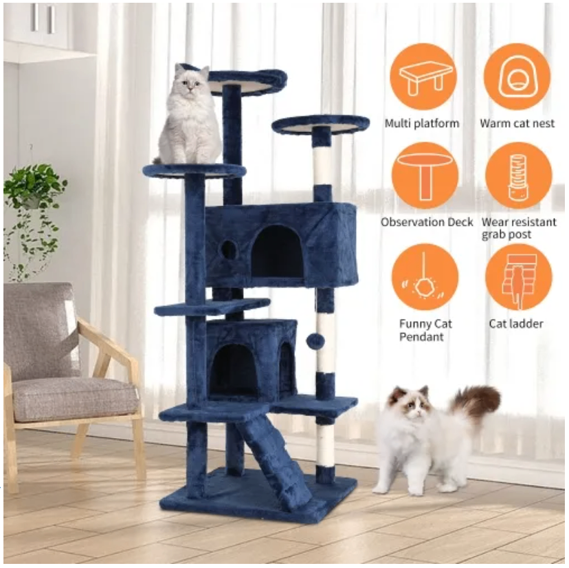 Cat Tree 54.7" 🐱 Brand New –Multi-Level Tower, Scratching Posts - photo 5